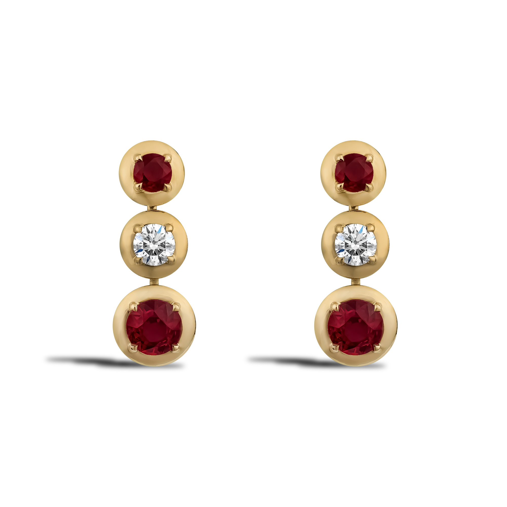 Skimming Stone 3.54ct Ruby and Diamond Earrings Brilliant cut, Claw set_1