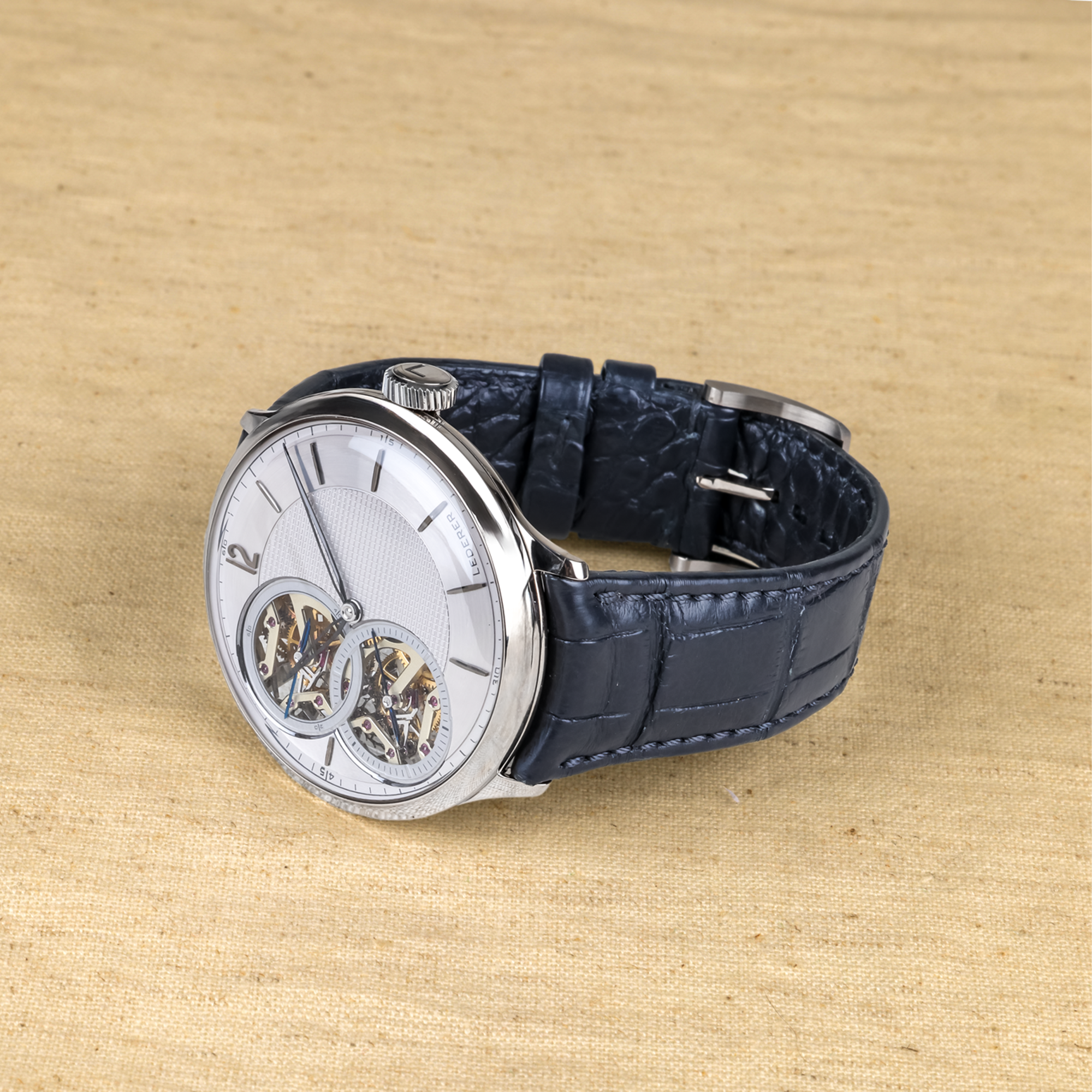 Lederer Central Impulse Chronometer 44mm, Rhodium Dial, Baton Numerals_2