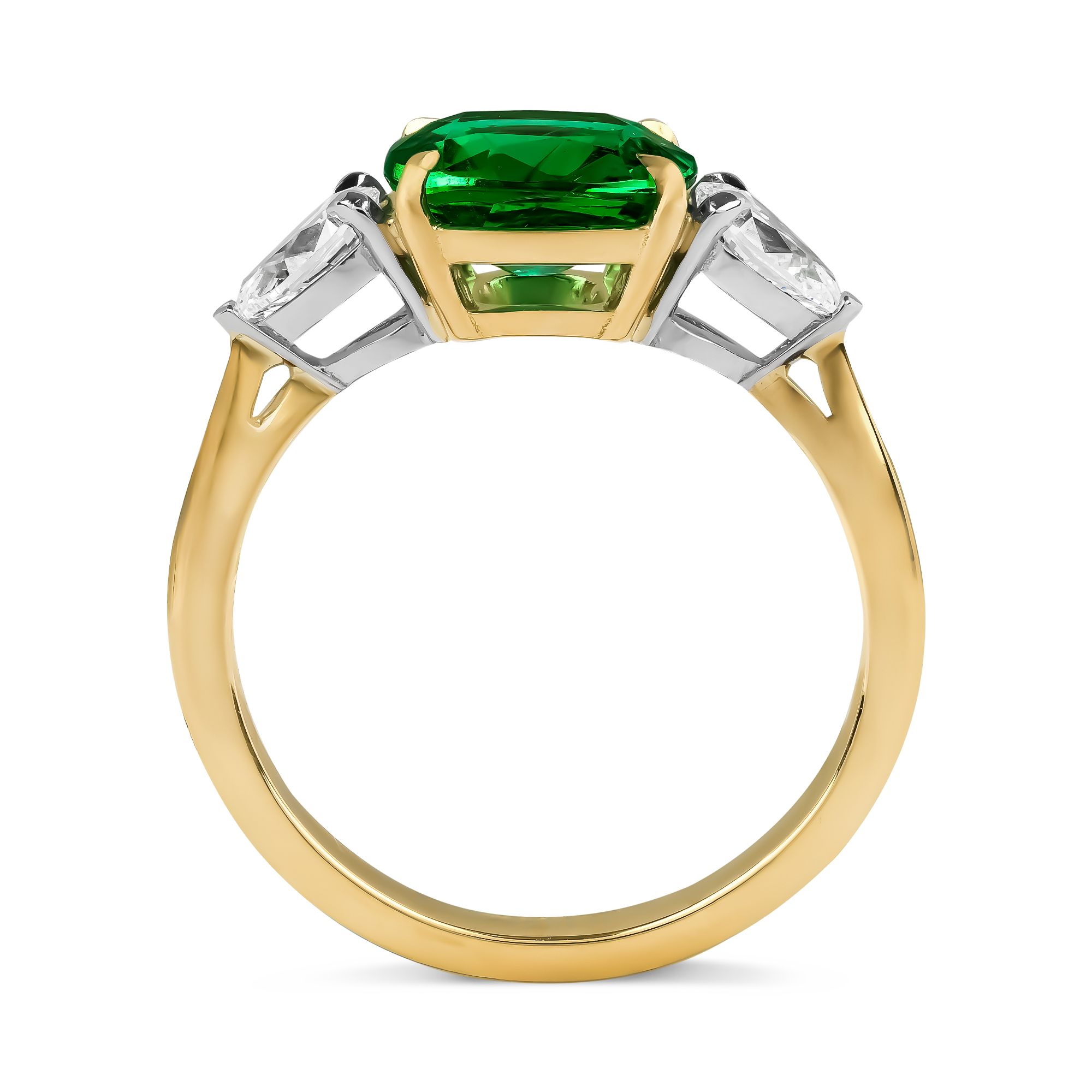 Cushion Cut 1.92ct Zambian Emerald and Diamond Ring Cushion Cut & Pear Shaped, Claw Set_3