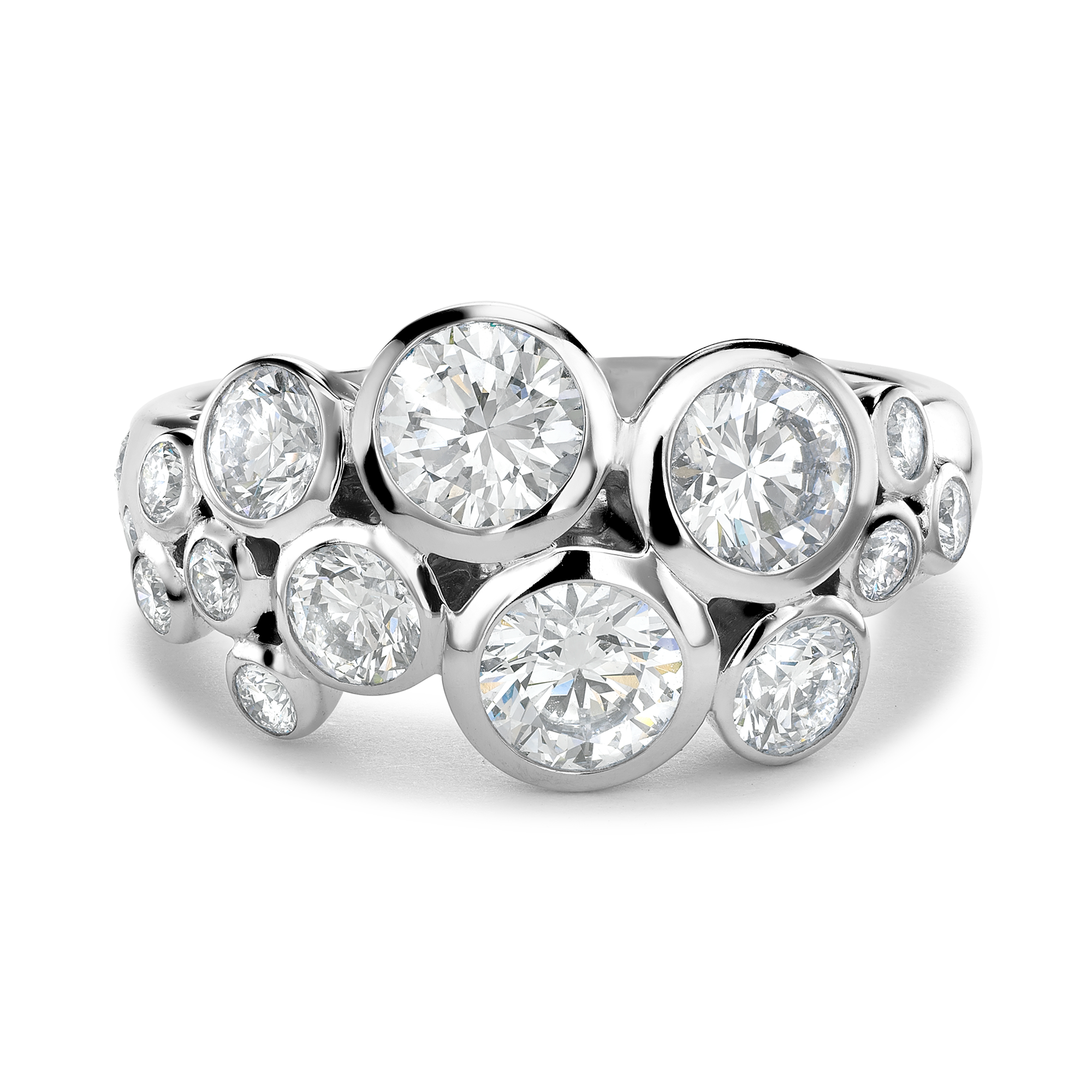 Bubbles Diamond Dress Ring Brilliant Cut, Rubover Set_2