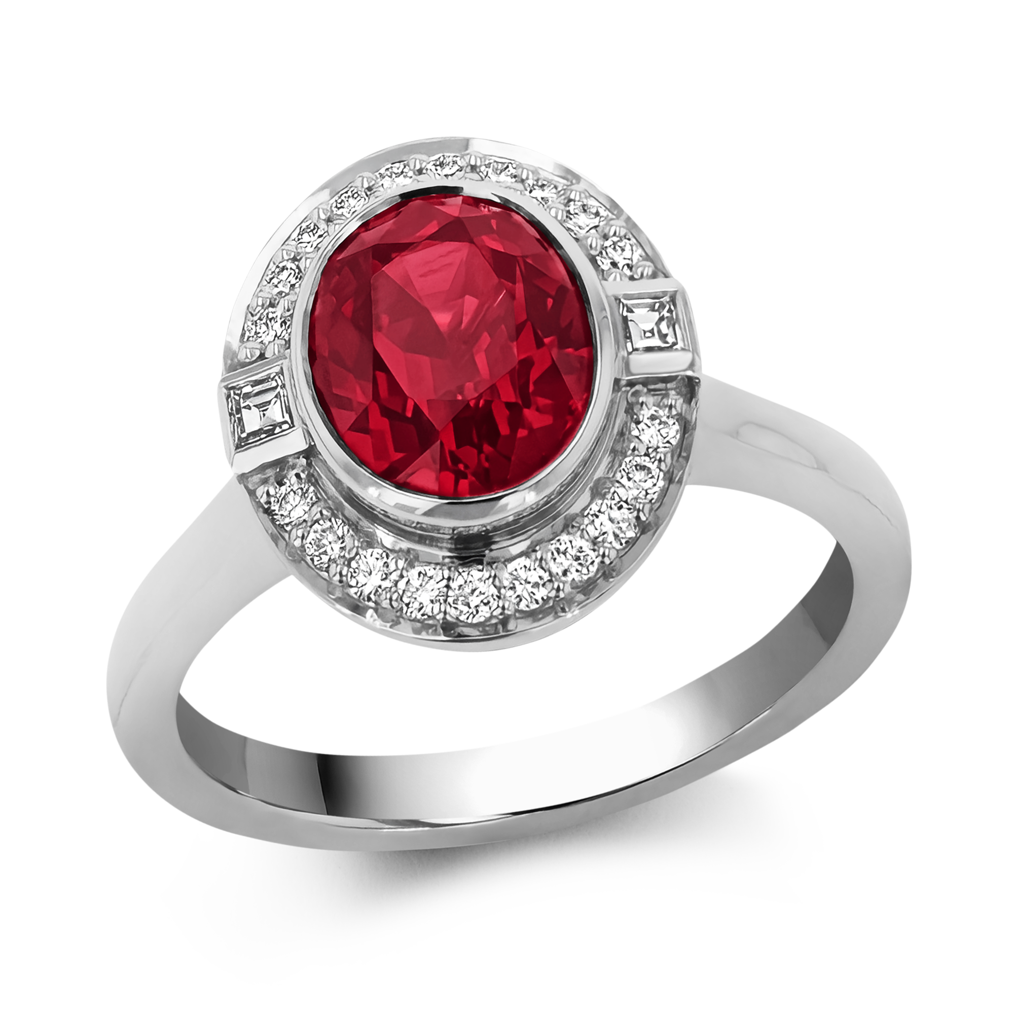 Mozambique 3.01ct Ruby and Diamond Cluster Ring Oval Cut, Rubover Set_1