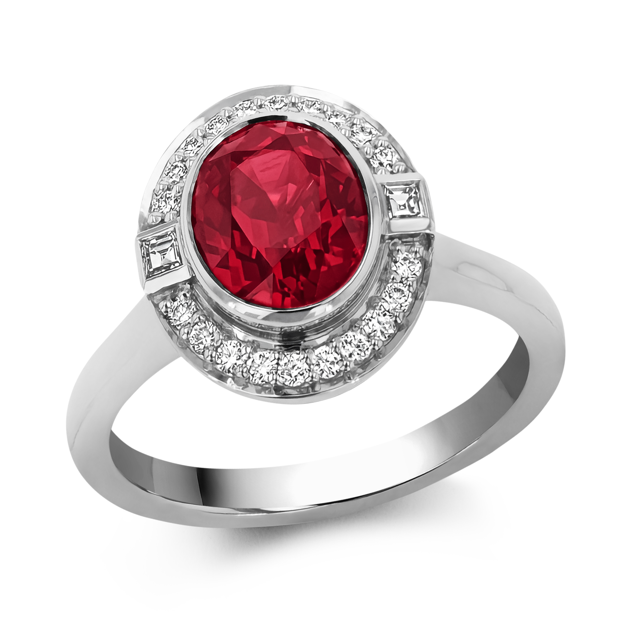 Mozambique 3.01ct Ruby and Diamond Cluster Ring Oval Cut, Rubover Set_1