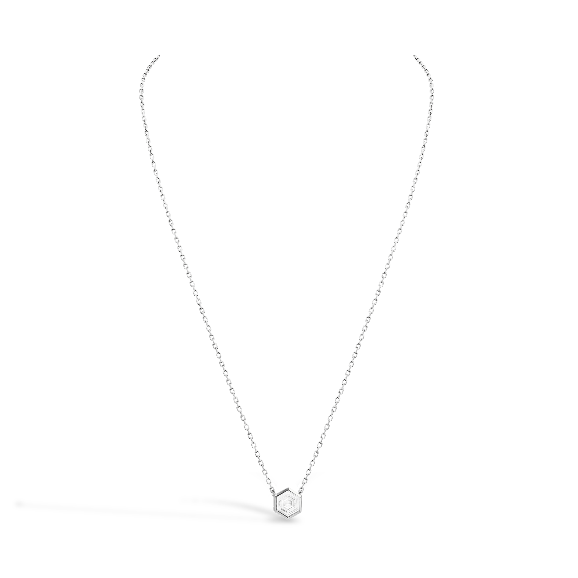 Honeycomb Diamond Solitare Pendant Hexagonal Cut, Rubover Set_2