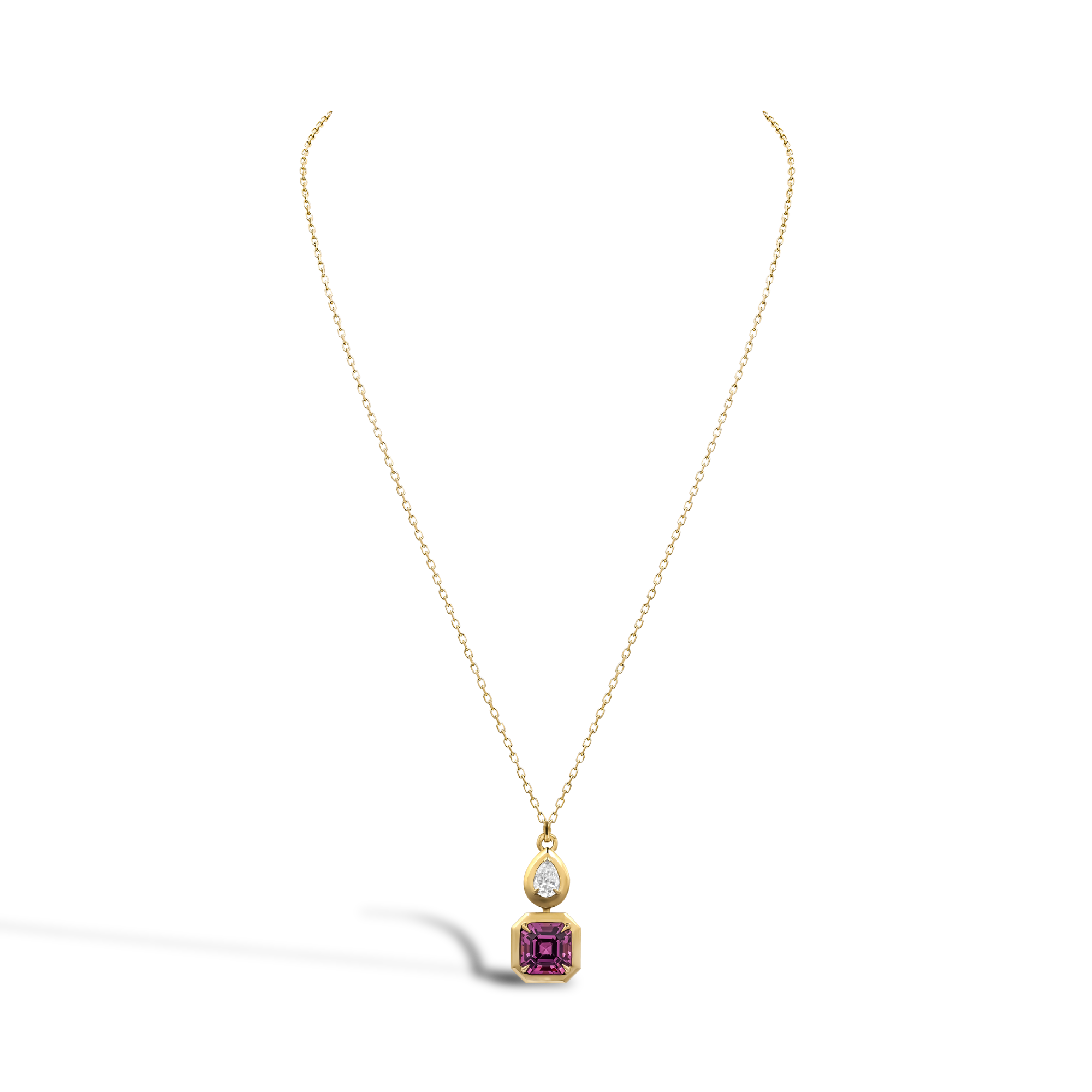 Skimming Stone 2.75ct Kitulo Garnet and Diamond Pendant Asscher Cut, Claw Set_2