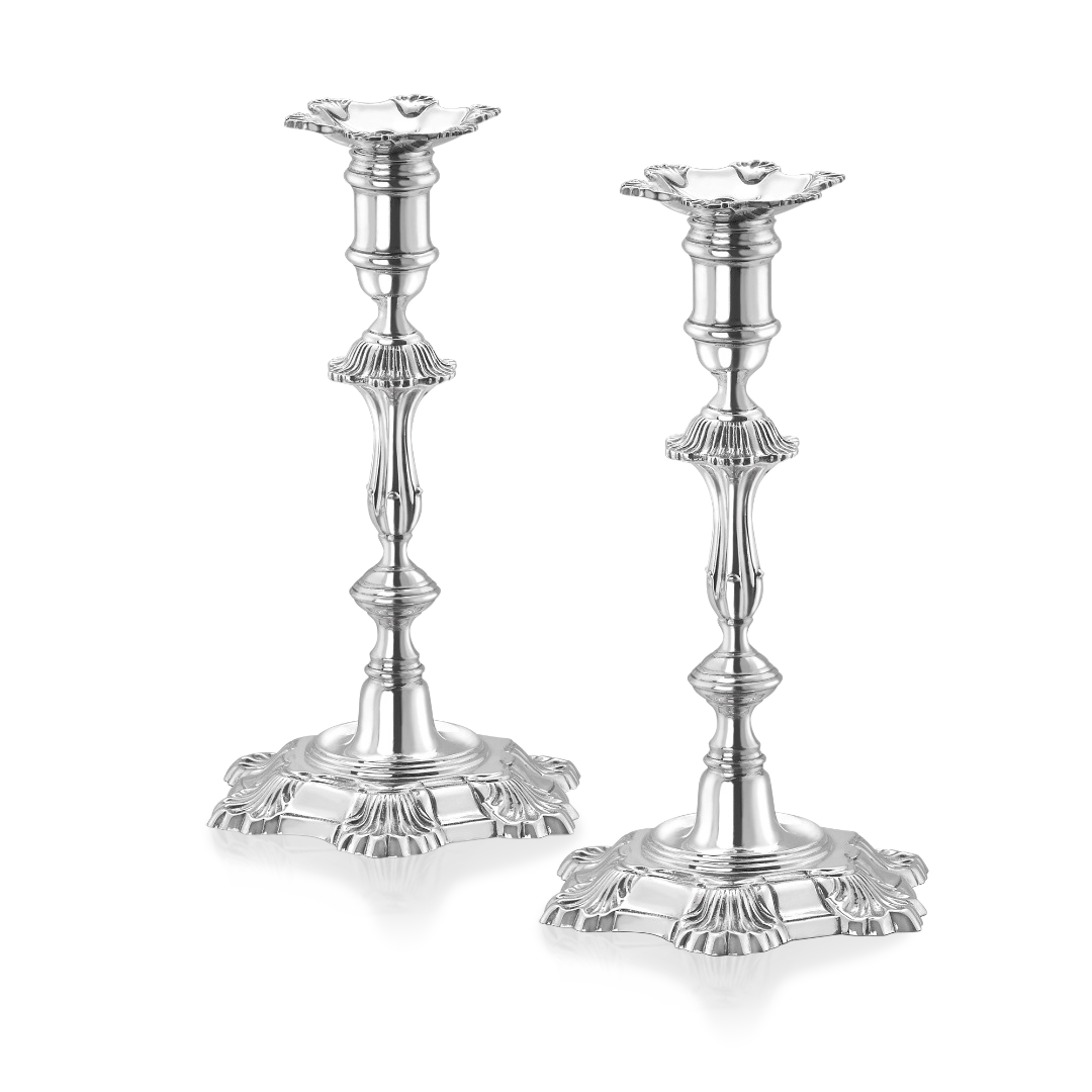 Silver Elizabeth II Pair of Candlesticks Hallmarked London_1