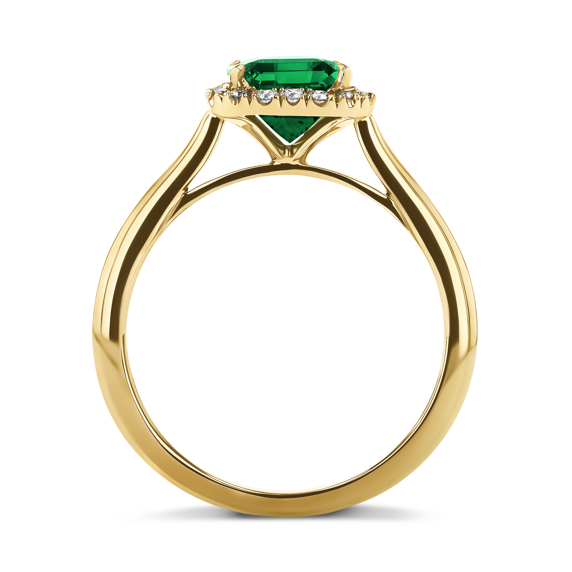 Columbian Trap Cut Emerald Ring Cluster Ring with Carre Cut Shoulders_3