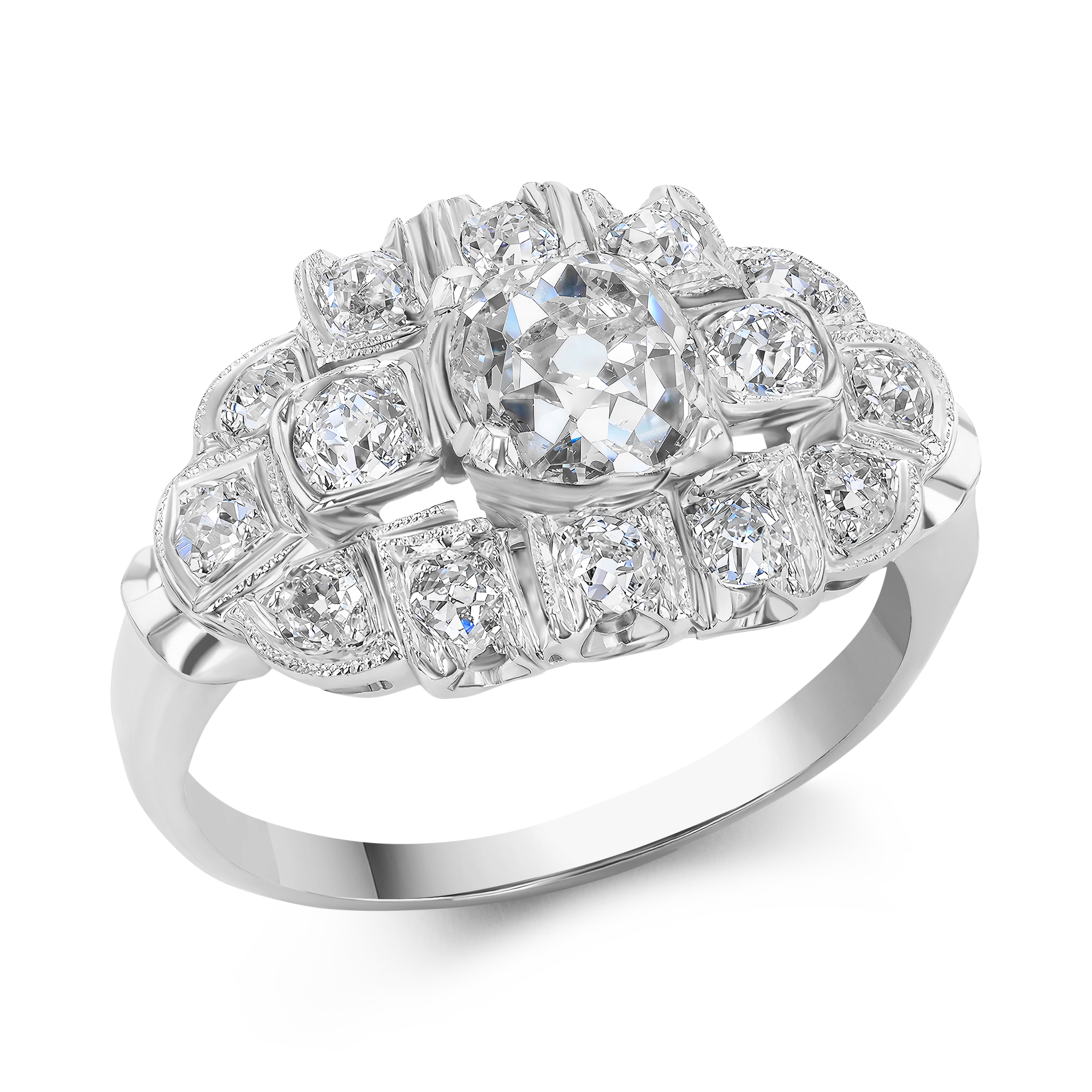 Old Mine Cut Diamond Cluster Ring Old Mine Cut, Claw Set_1