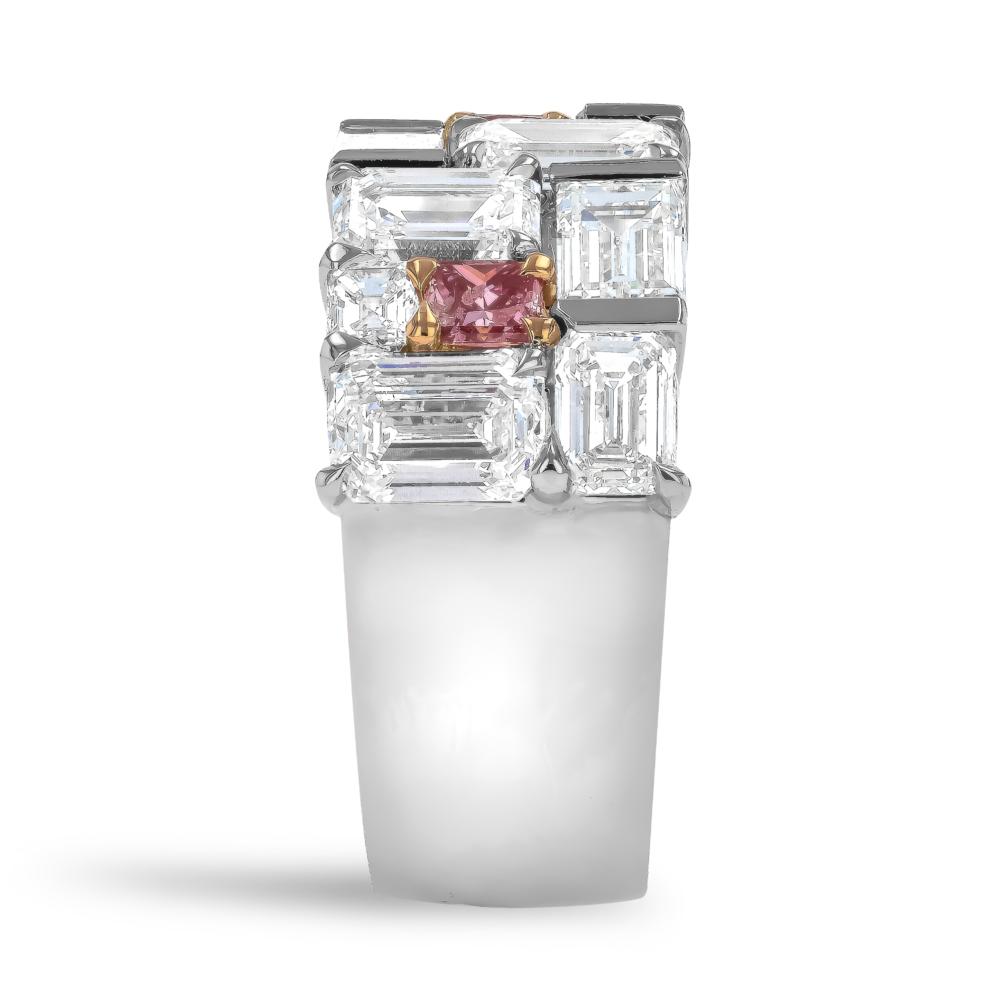 Masterpiece Mosaic 5.79ct Diamond and Fancy Intense Pink Diamond Ring Multi Cut, Claw Set_4