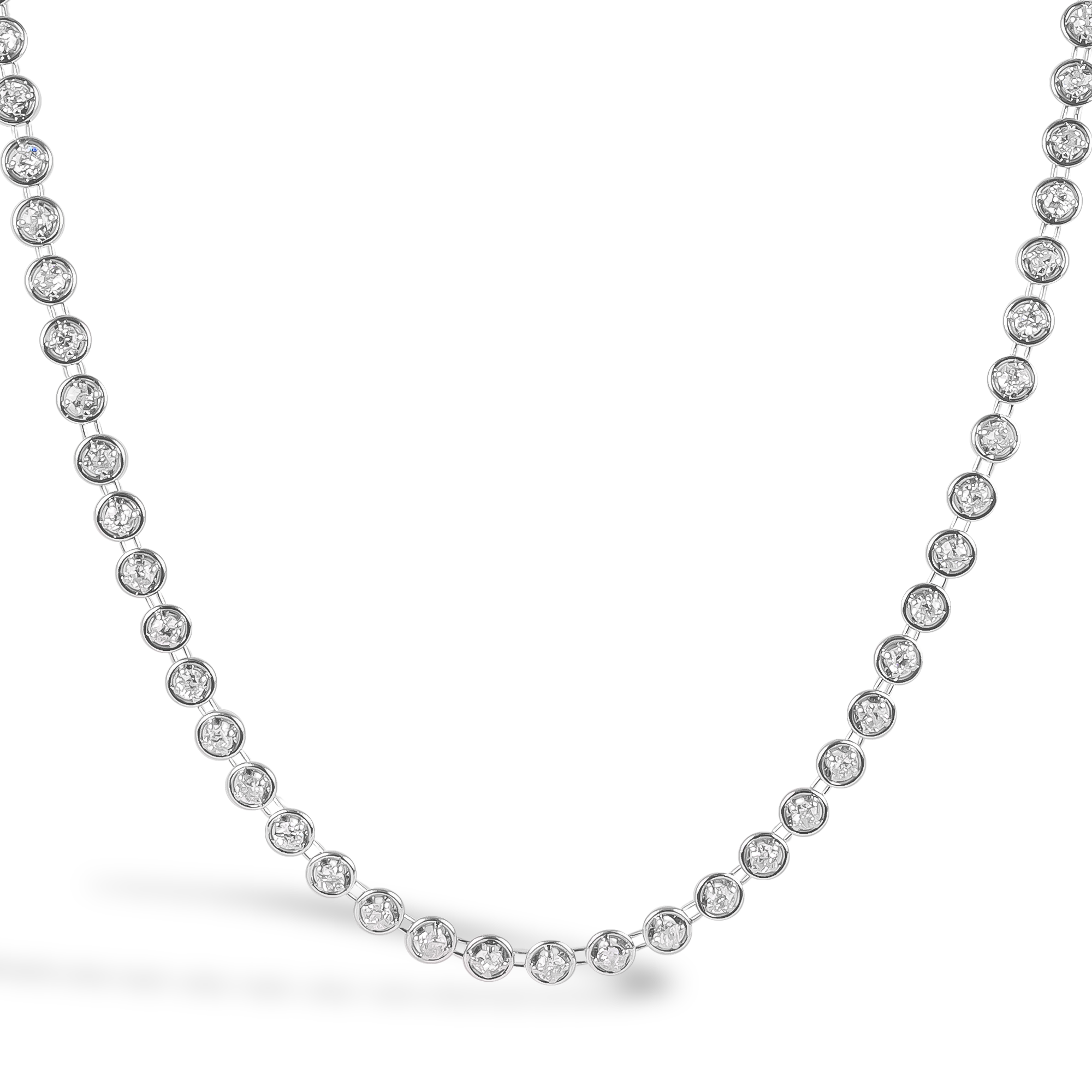 Art Deco Old Cut 8.00ct Diamond Long Necklace Old European Cut, Claw Set_2