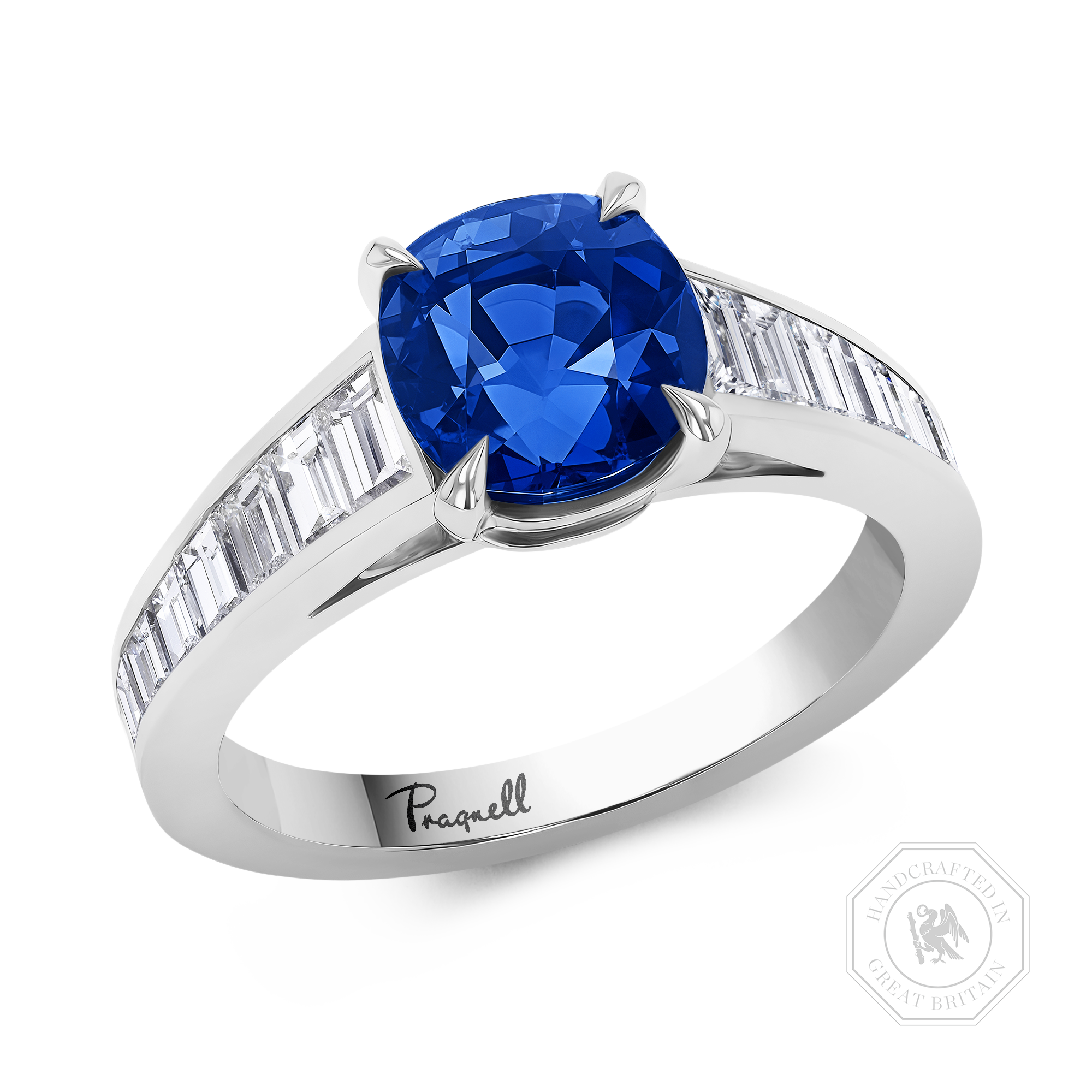 Masterpiece 2.99ct Burmese Sapphire and Diamond Ring Cushion modern cut, Claw set_1