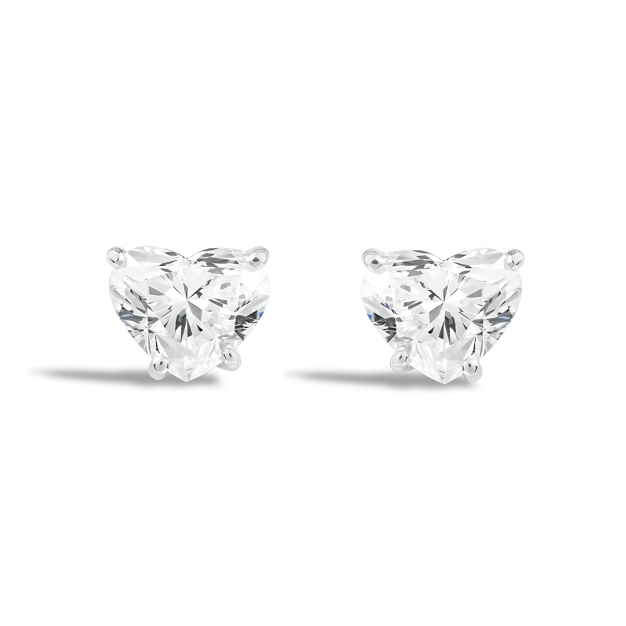 Heart Shaped 4.03ct Diamond Stud Earrings Heart Shape, Claw Set_1