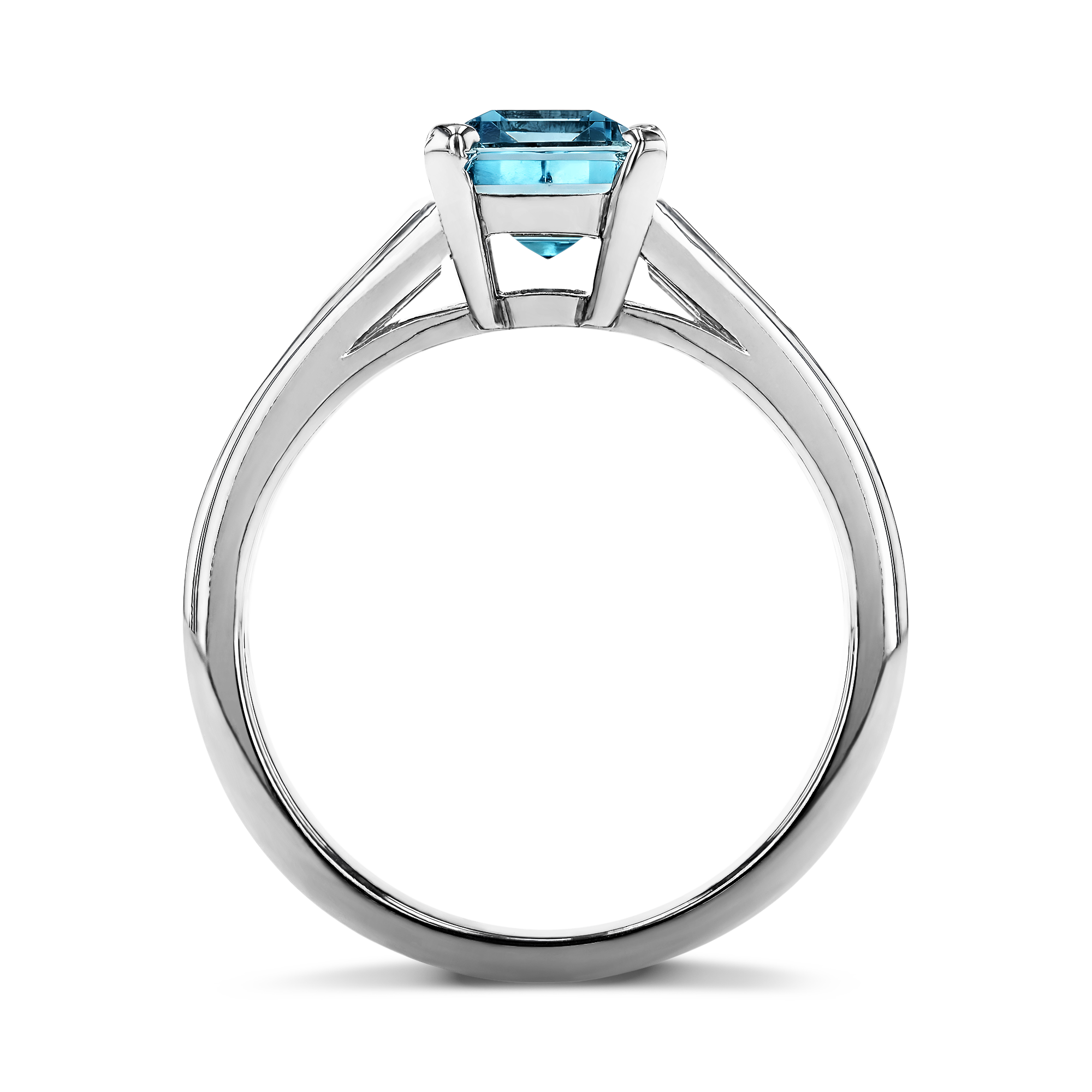 Octagonal Cut Aquamarine Ring 1.51ct in Platinum - Octagon Cut, Four ...