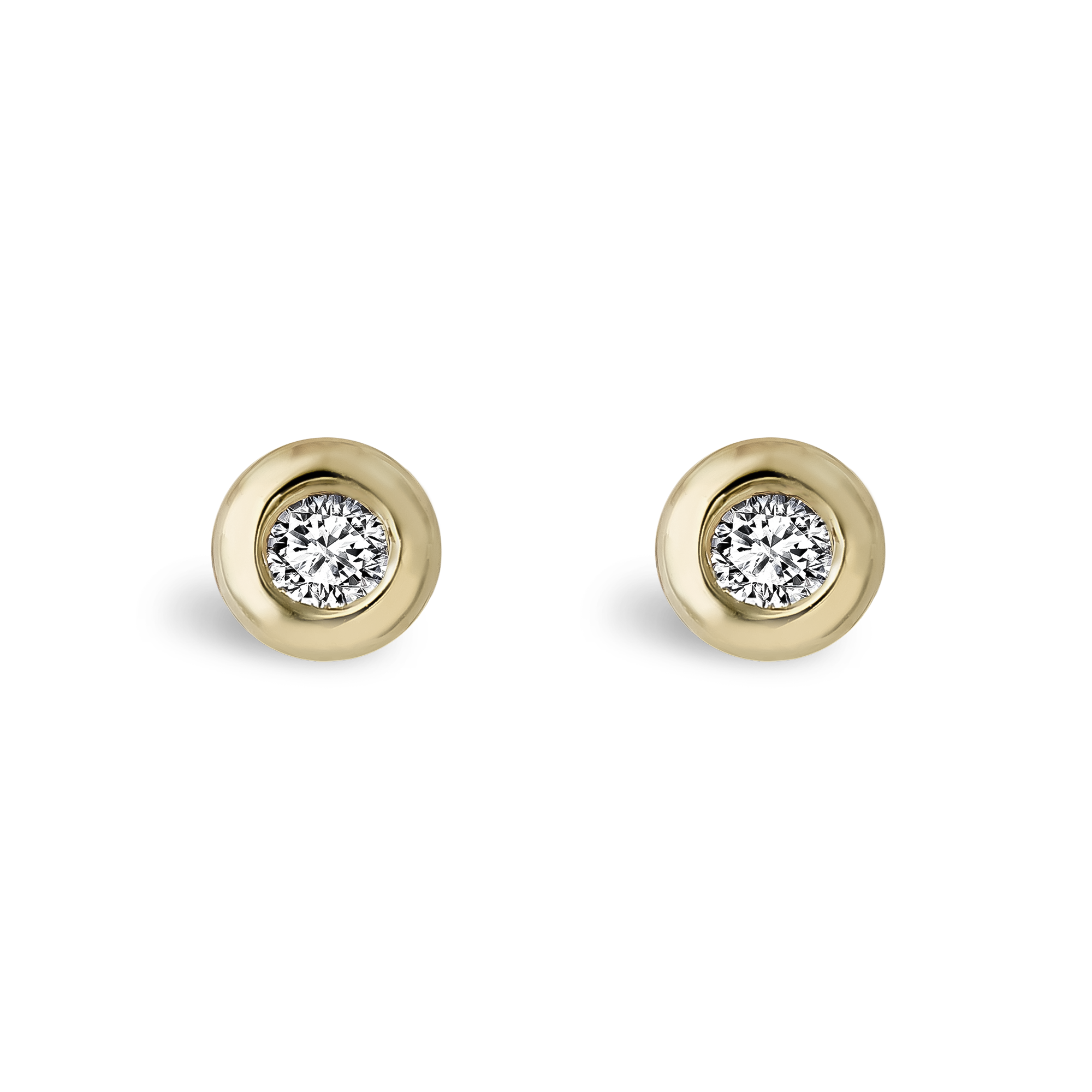 RockChain Two Stone Diamond Stud Earrings Brilliant Cut, Rubover Set_1