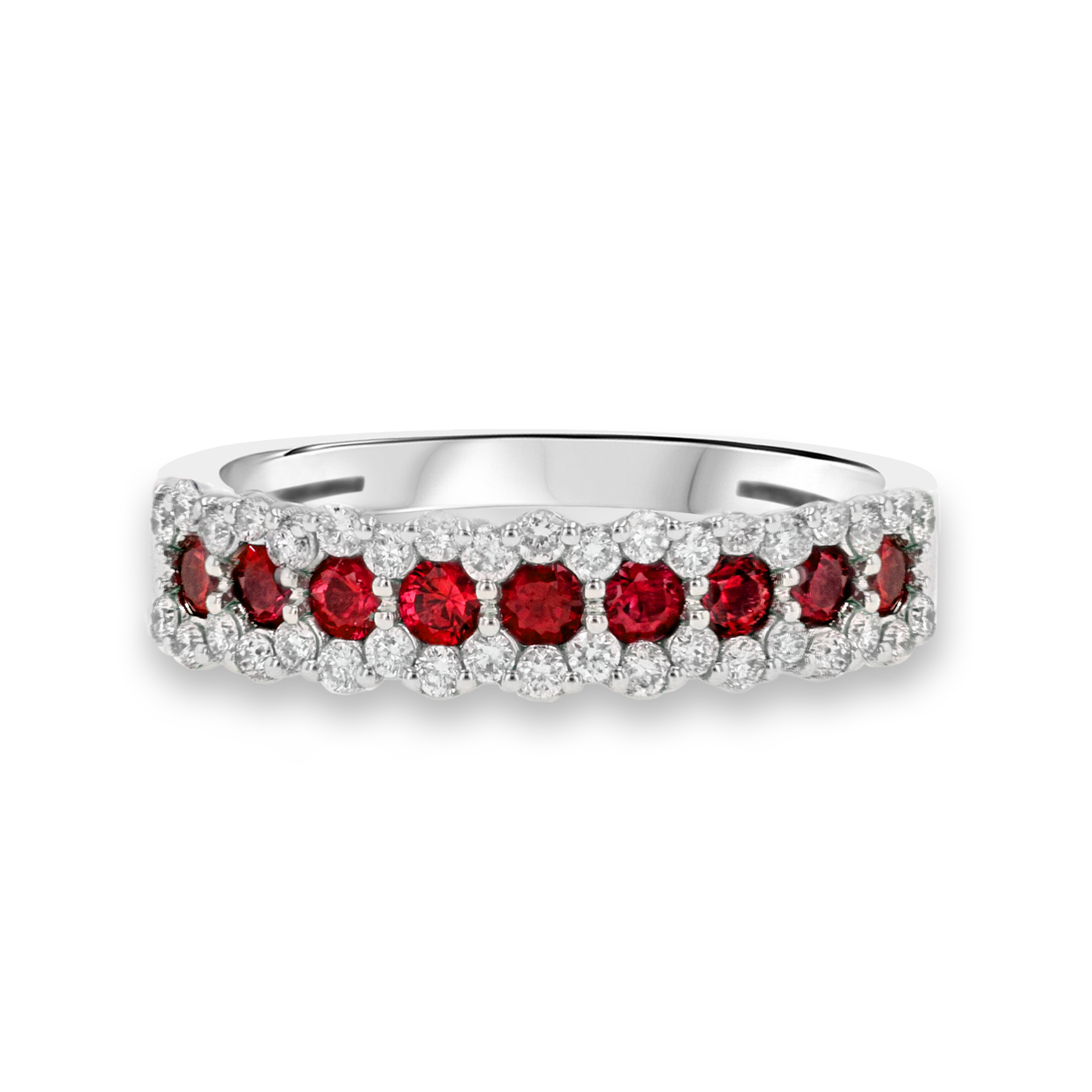 Ruby and Diamond Eternity Ring Brilliant Cut, Half Eternity, Claw Set_2