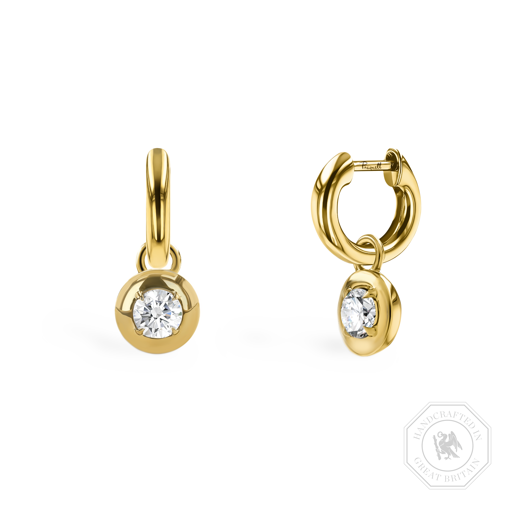 Skimming Stone 0.30ct Botswana Diamond Drop Hoop Earrings Brilliant cut, Claw set_1