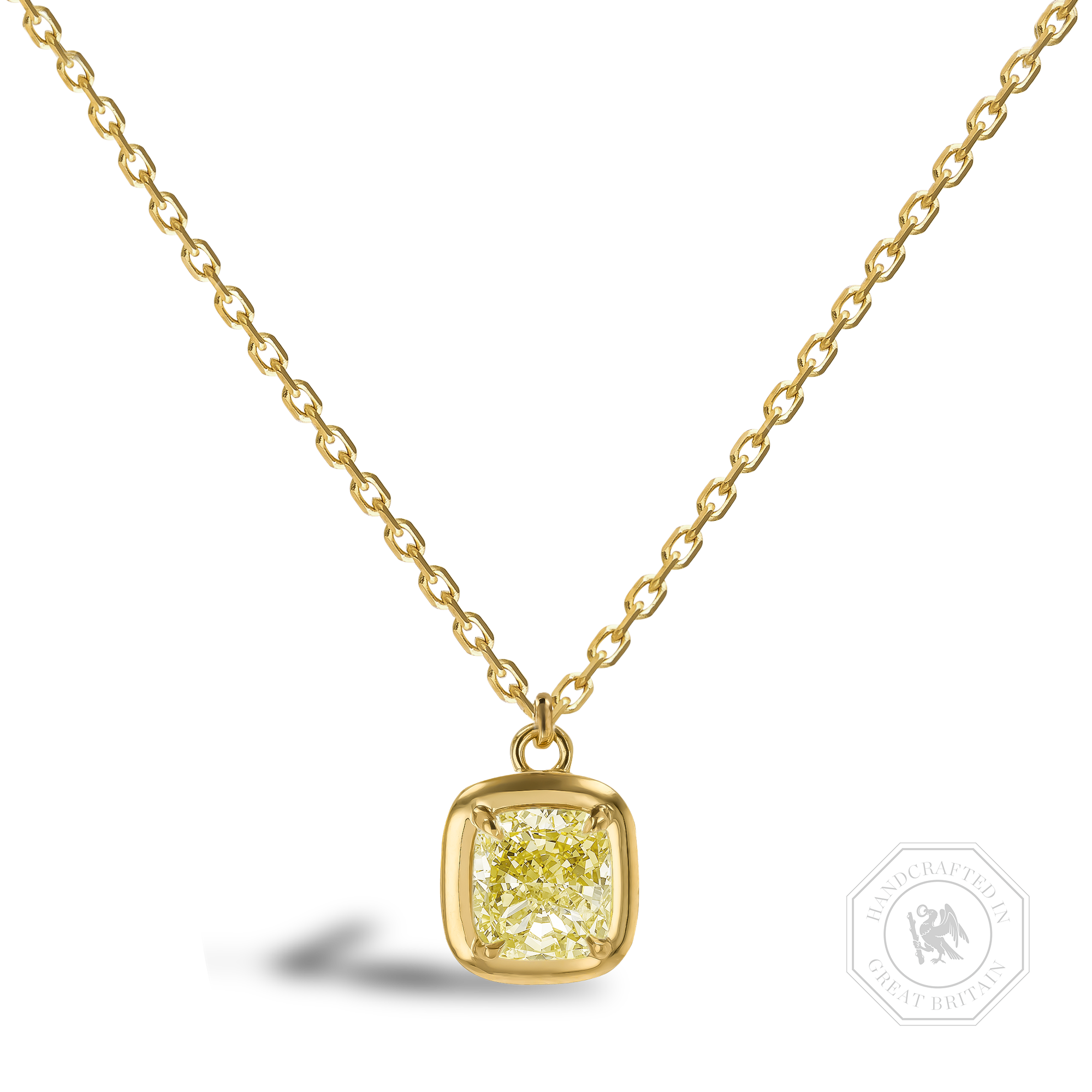 Skimming Stone 2.01ct Fancy Light Yellow Diamond Pendant Cushion Cut, Claw Set_1