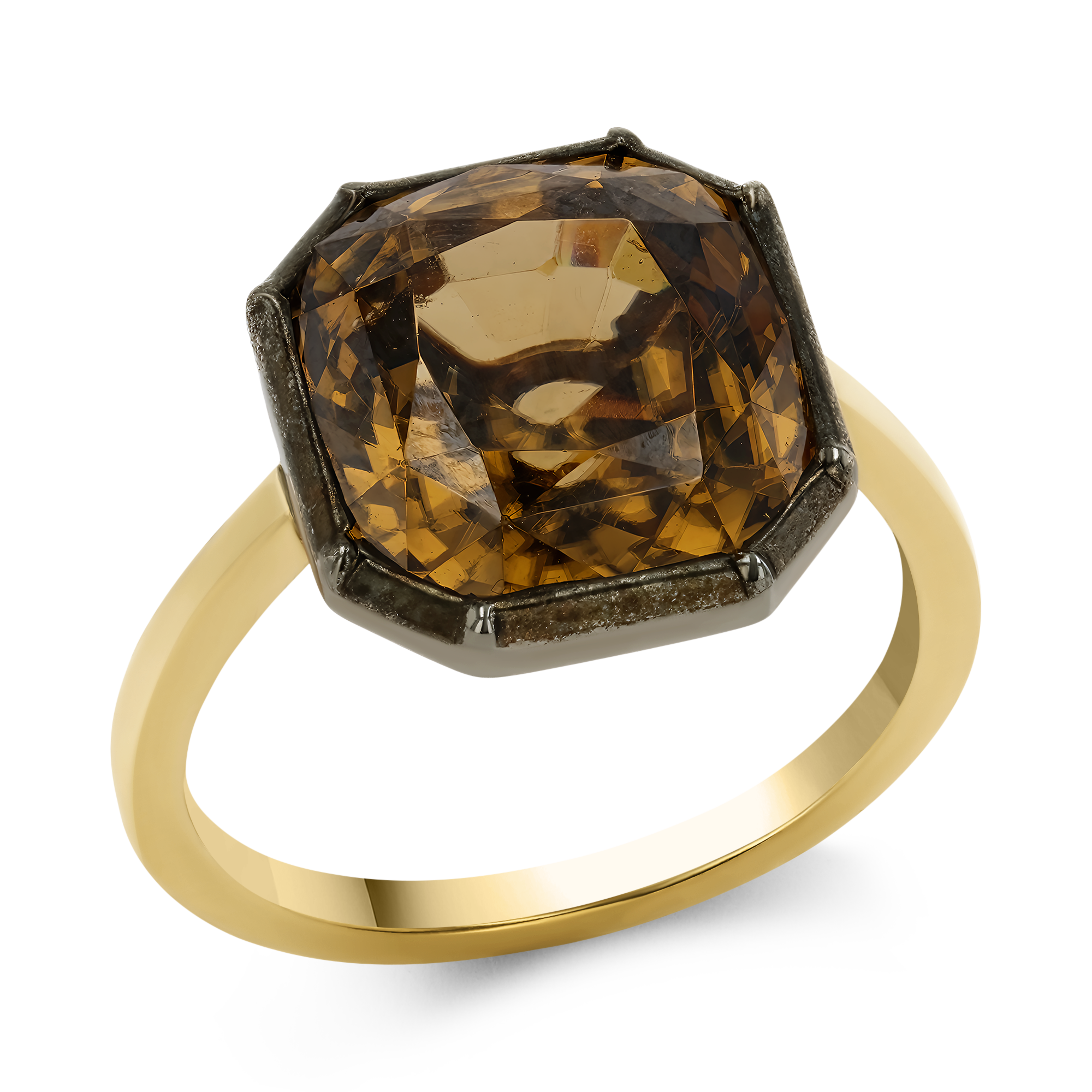 Cushion Cut Brown Zircon Ring Cushion Cut, Cut down Claw set_1