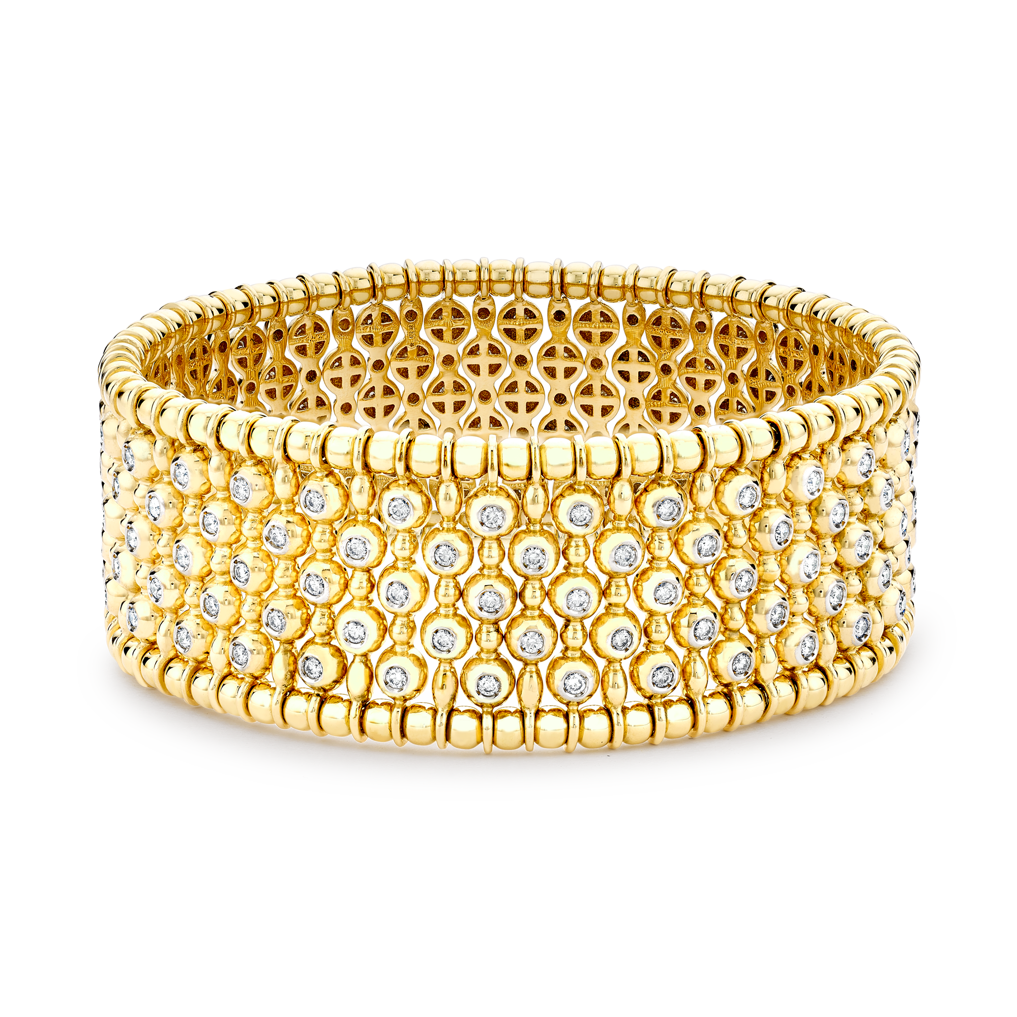 Bohemia Diamond Wide Bangle Brilliant Cut, Rub Over Set_1