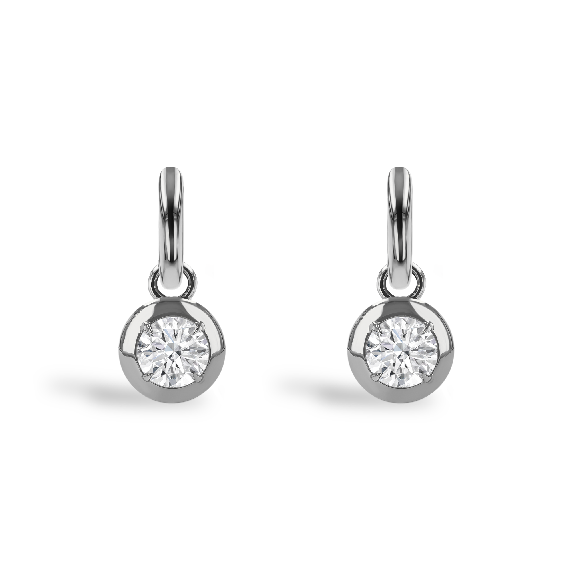 Skimming Stone 0.75ct Diamond Drop Hoop Earrings Brilliant cut, Claw set_2