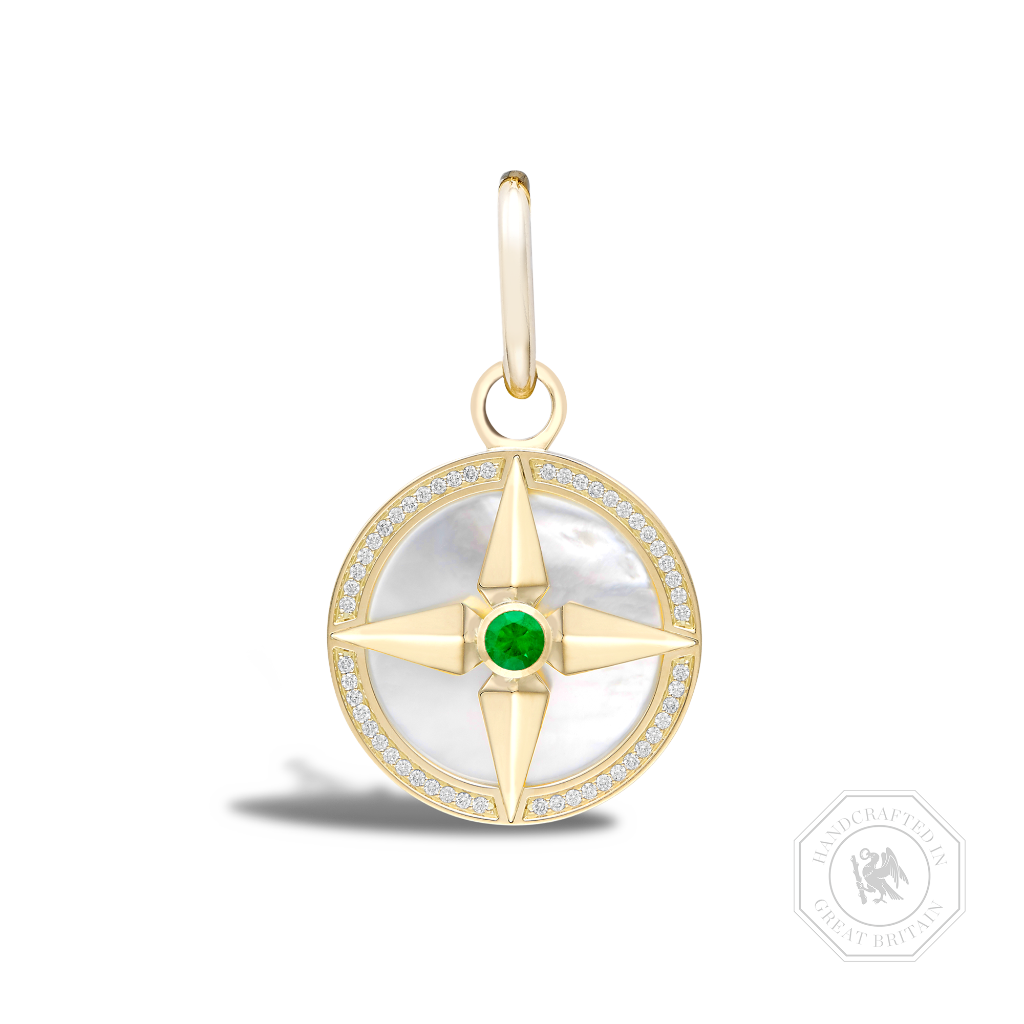 Emerald (May) Pendant Charm Brilliant Cut, Rubover & Claw Set_1