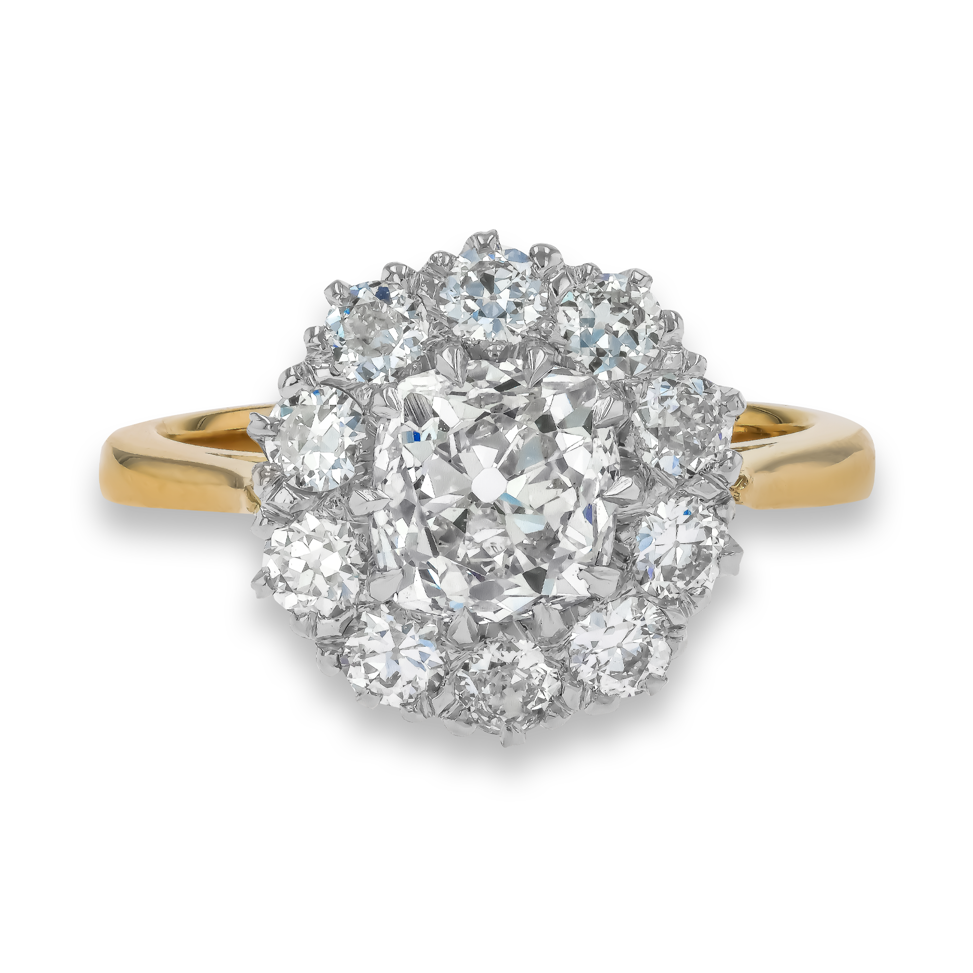 Coronet Old Cut 1.46ct Diamond Cluster Ring Old Cut, Claw Set_2