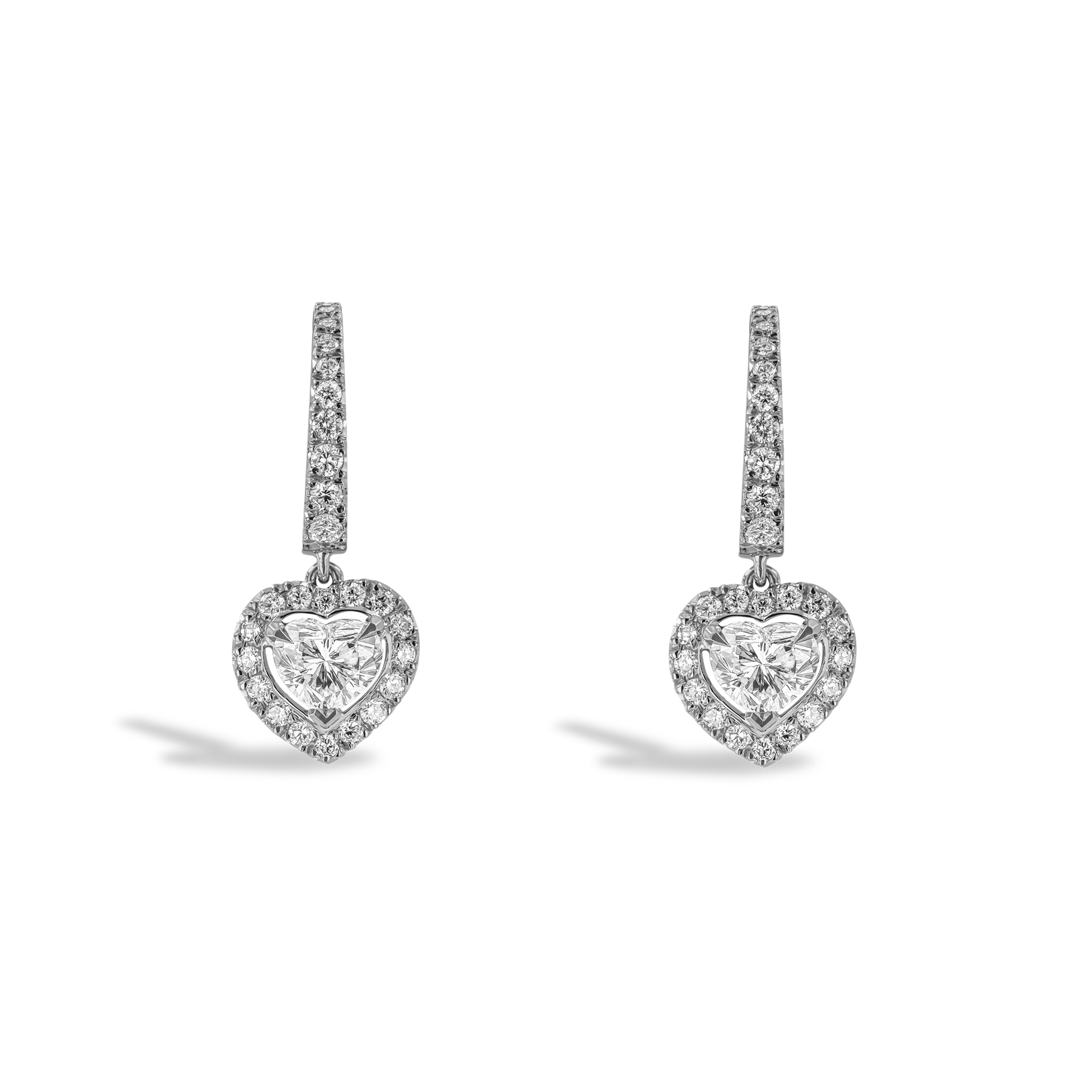 Diamond heart shape drop earrings Heart shape Cut, Three Claw Set_1