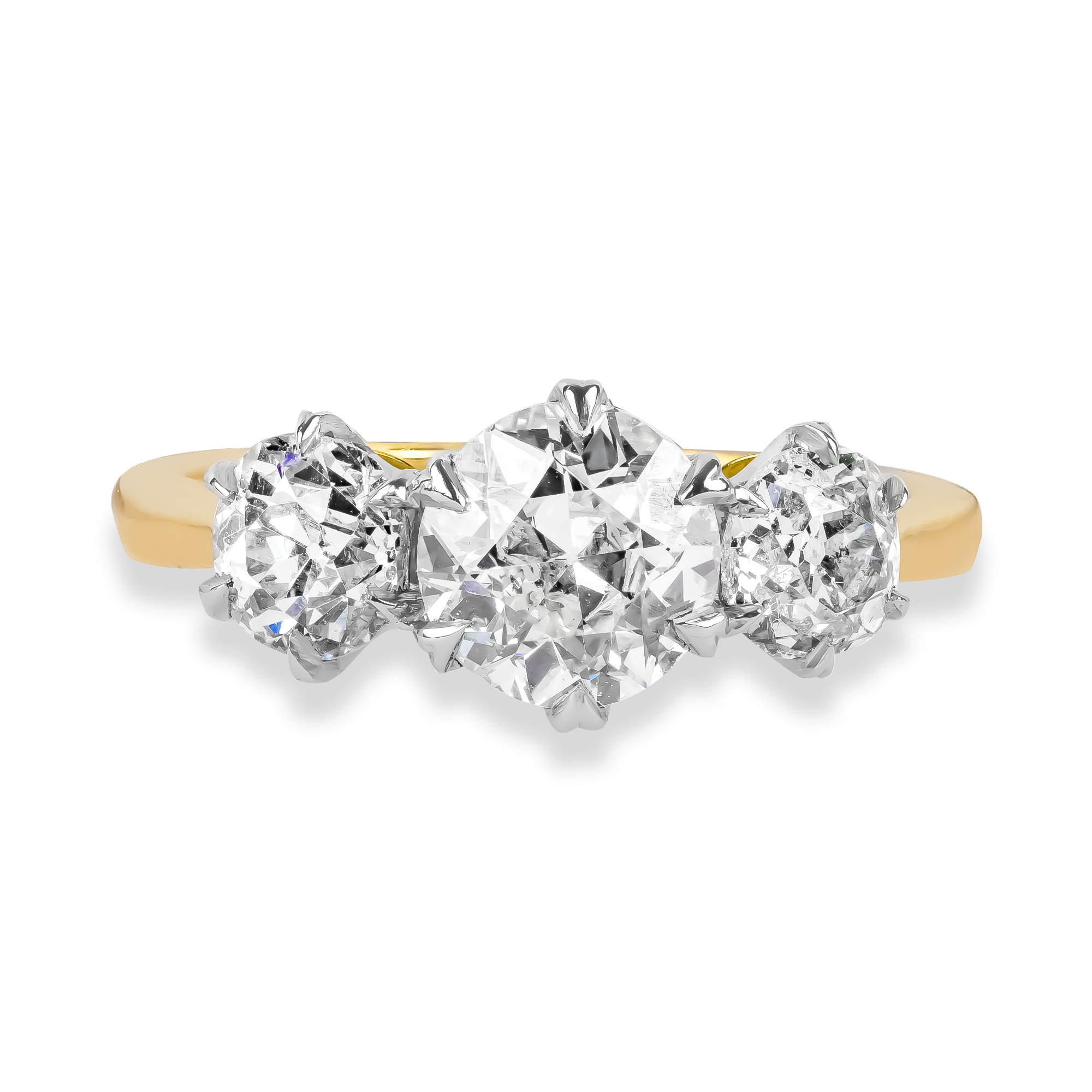 Coronet Old Cut 1.96ct Diamond Three Stone Ring Old Cut, Claw Set_2