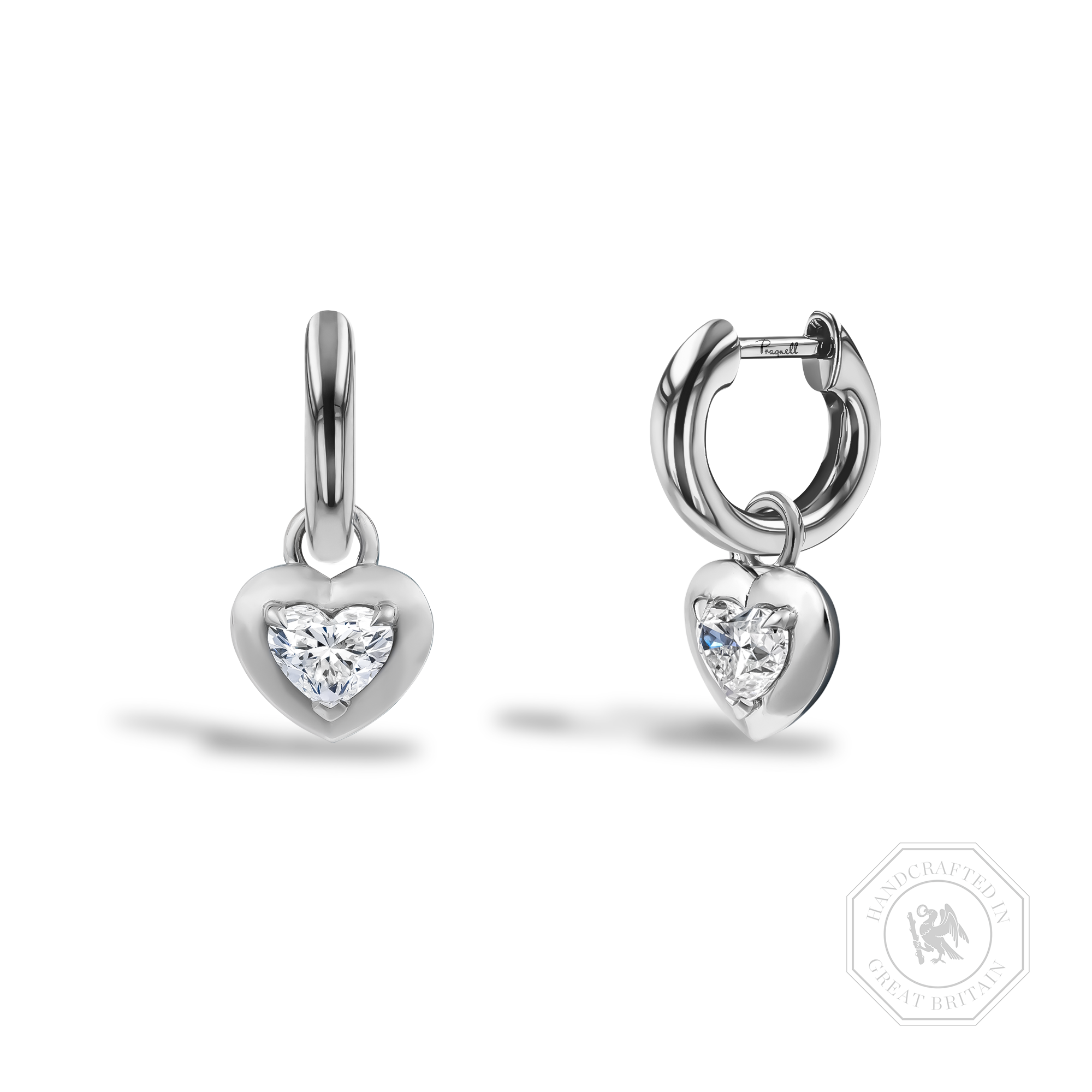 Skimming Stone Heart Shaped 1.00ct Diamond Drop Earrings Heart Shape, Claw Set_1