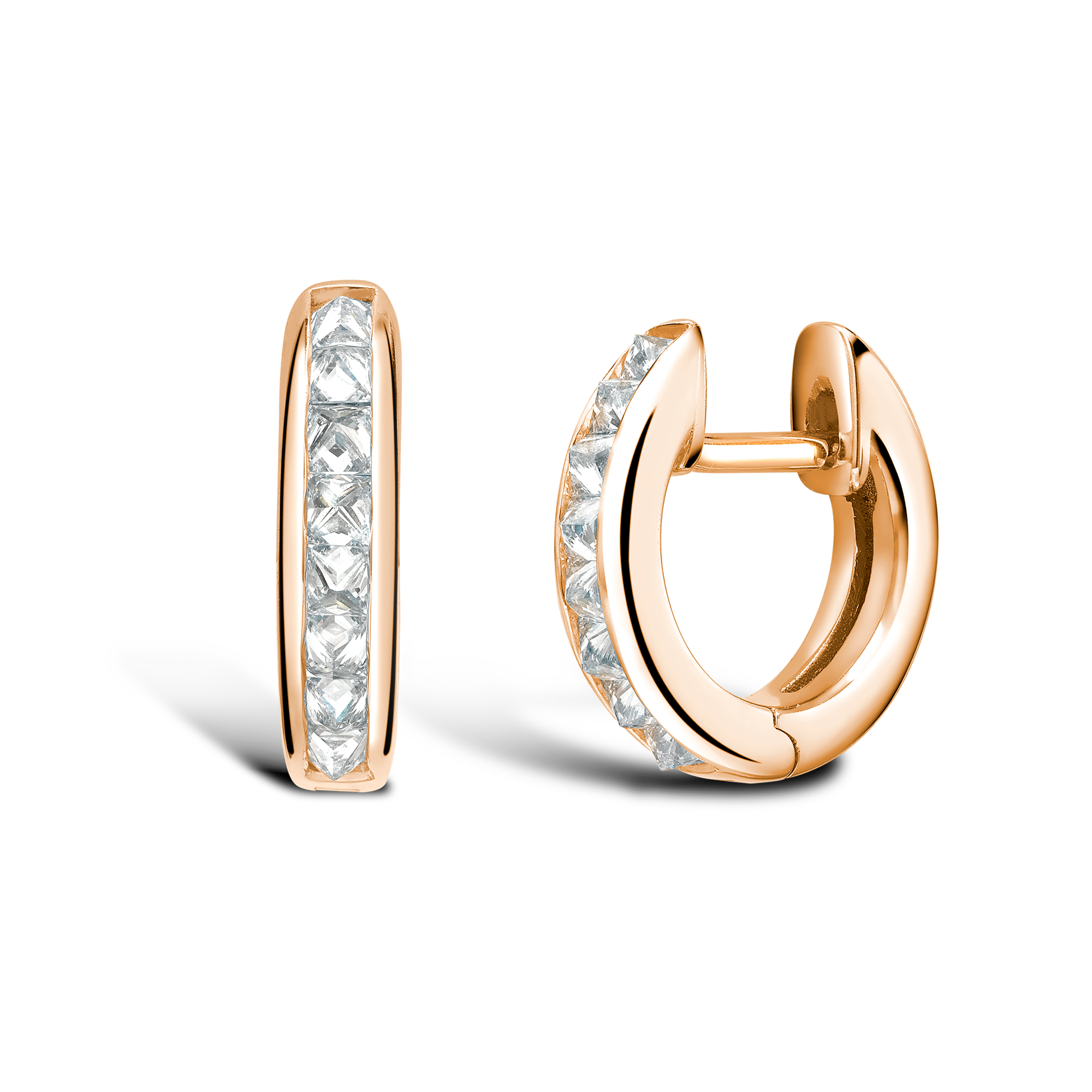 RockChic Diamond Hoop Earrings Princess Cut, Channel Set_1