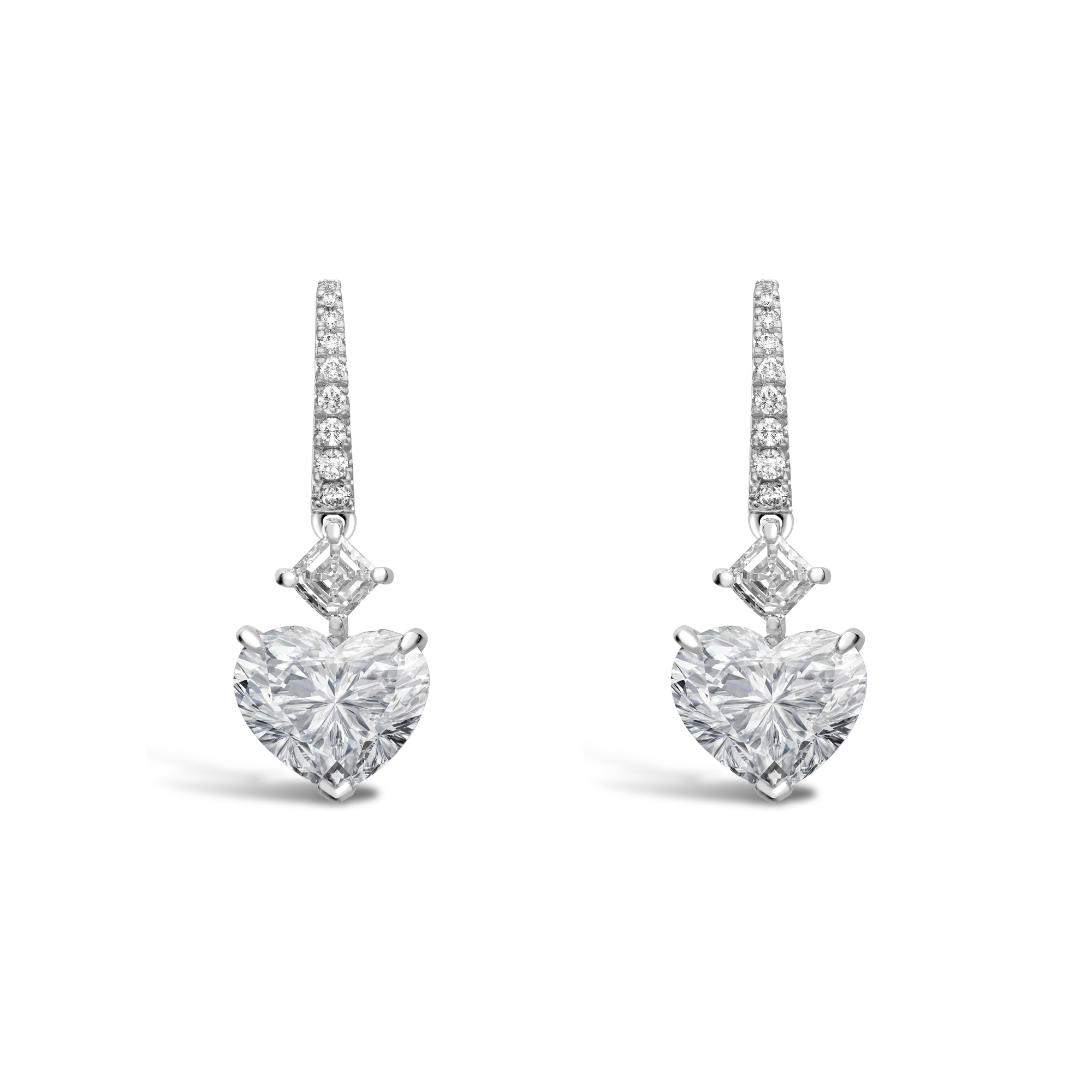 Heart Shaped 4.07ct Diamond Drop Earrings Heart Shaped, Claw Set_1
