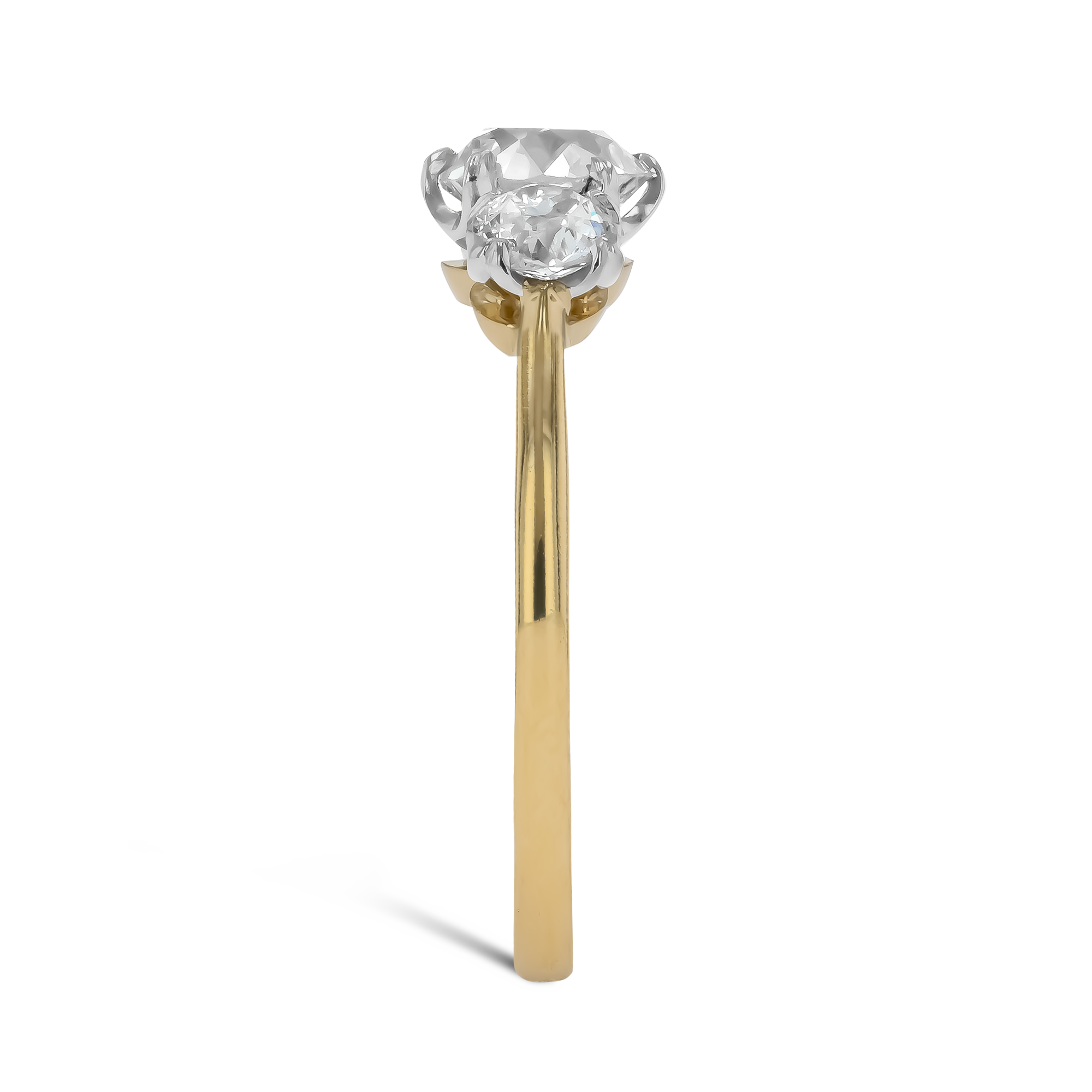 Old Cut 1.00ct Diamond Three Stone Ring Old European Cut, Claw Set_4
