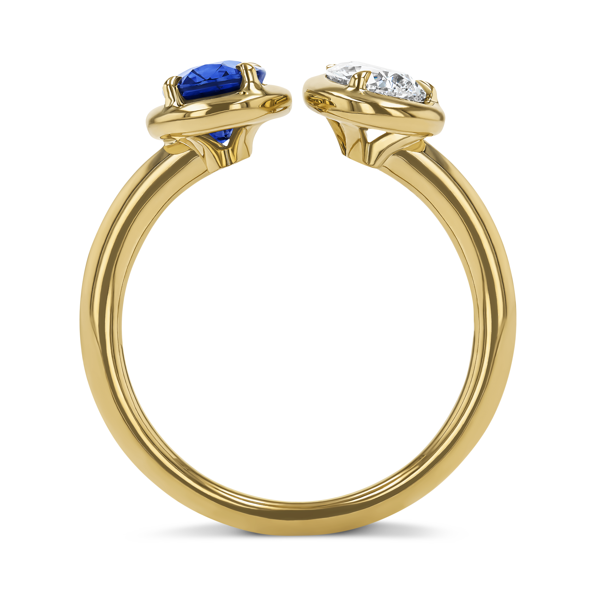 Skimming Stone 1.21ct Sapphire and Diamond Toi et Moi Ring Oval Cut, Claw Set_3