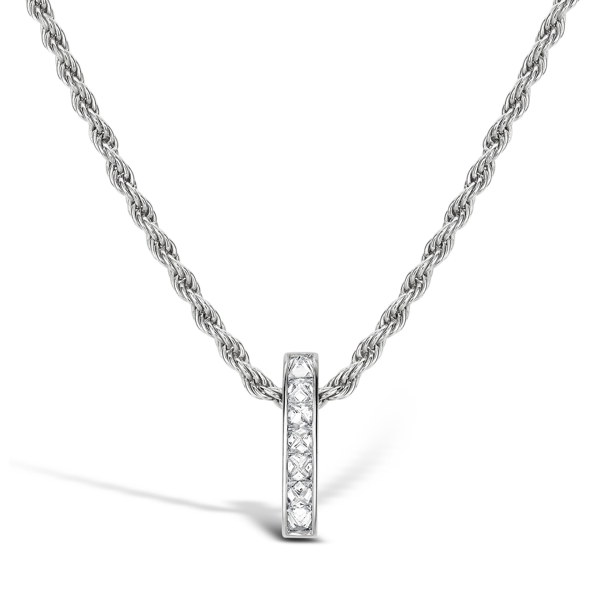 RockChic Diamond Bar Pendant Princess Cut, Channel Set_1