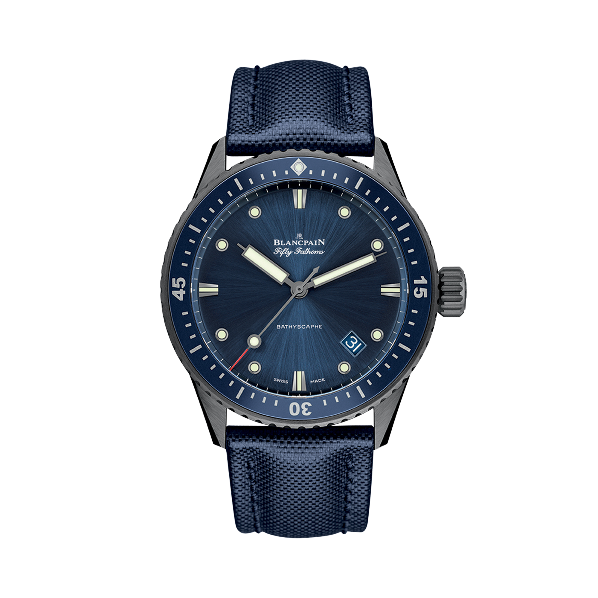 Blancpain Fifty Fathoms Bathyscaphe 43.6mm, Blue Dial, Dot Numerals_1