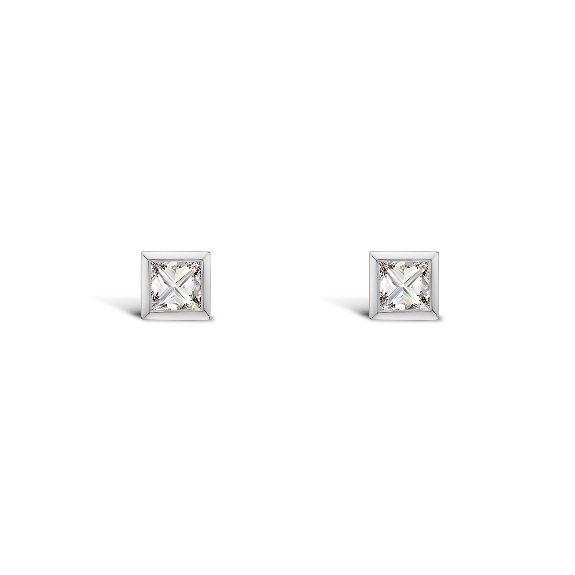 RockChic Diamond Studs Princess Cut, Rubover Set_1