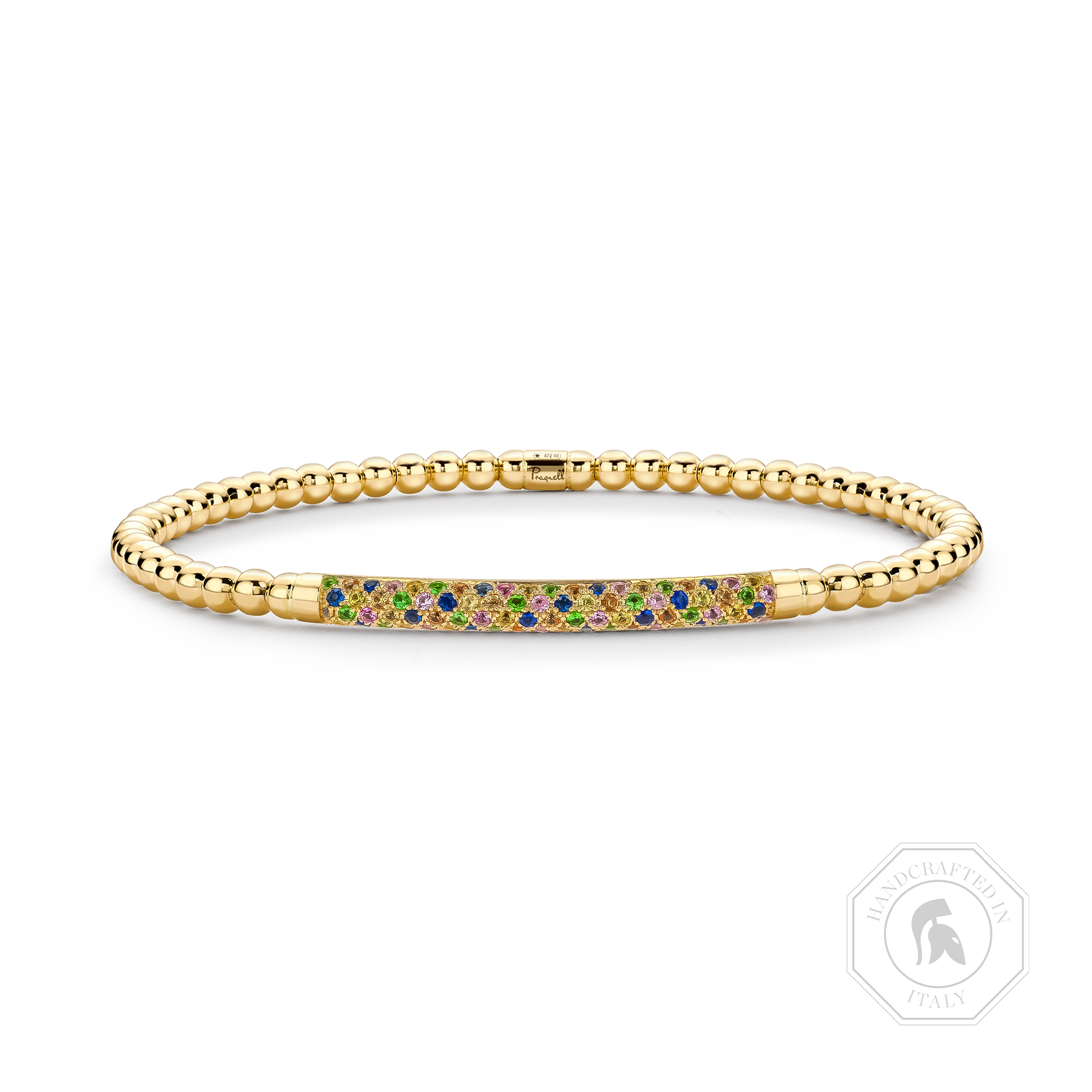 Bohemia Multi-Coloured Sapphire and Tsavorite Expandable Bangle Brilliant Cut, Micro Pavé Set_1