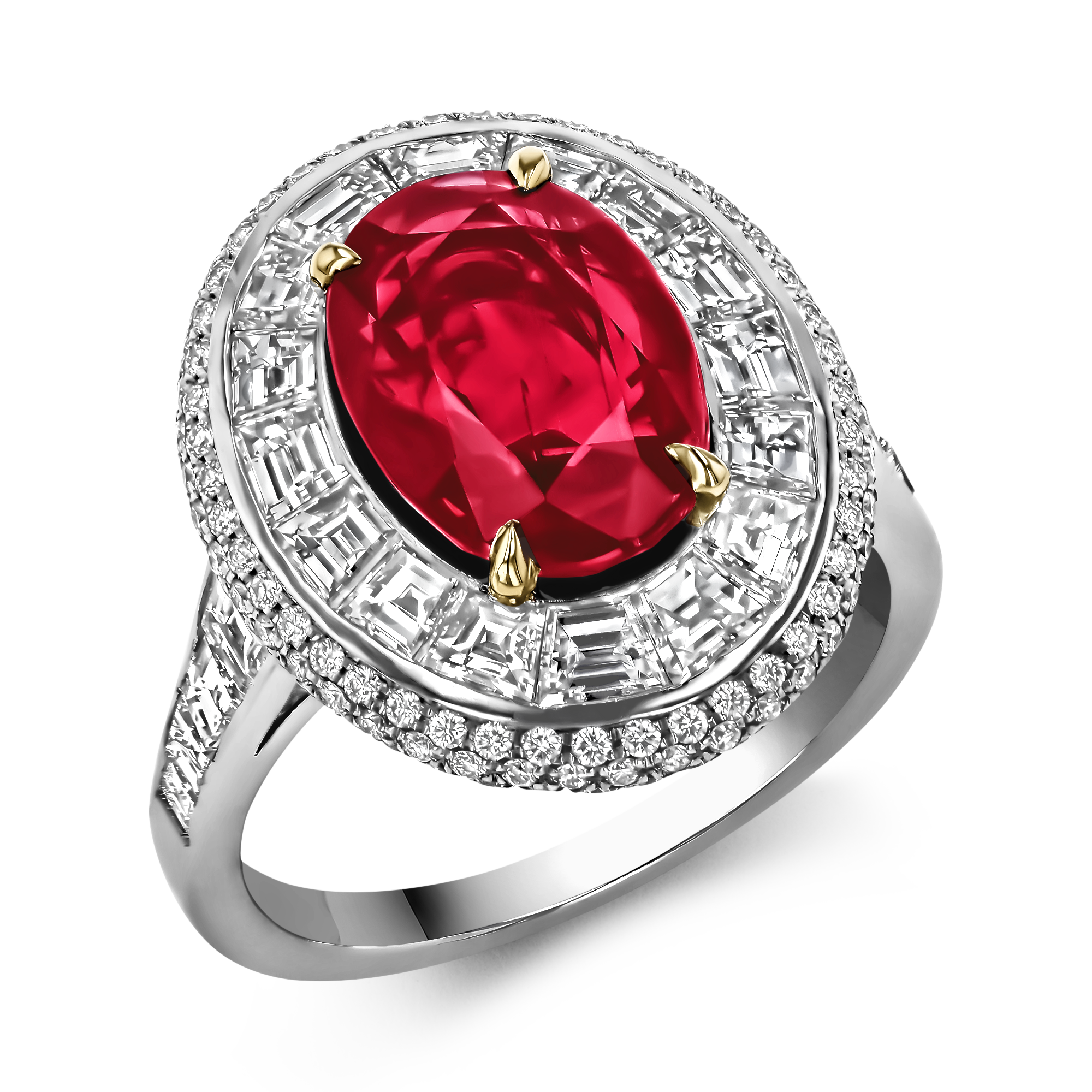 Masterpiece Oval Cut Burmese Ruby Ring Unheated with a Diamond Surround_1