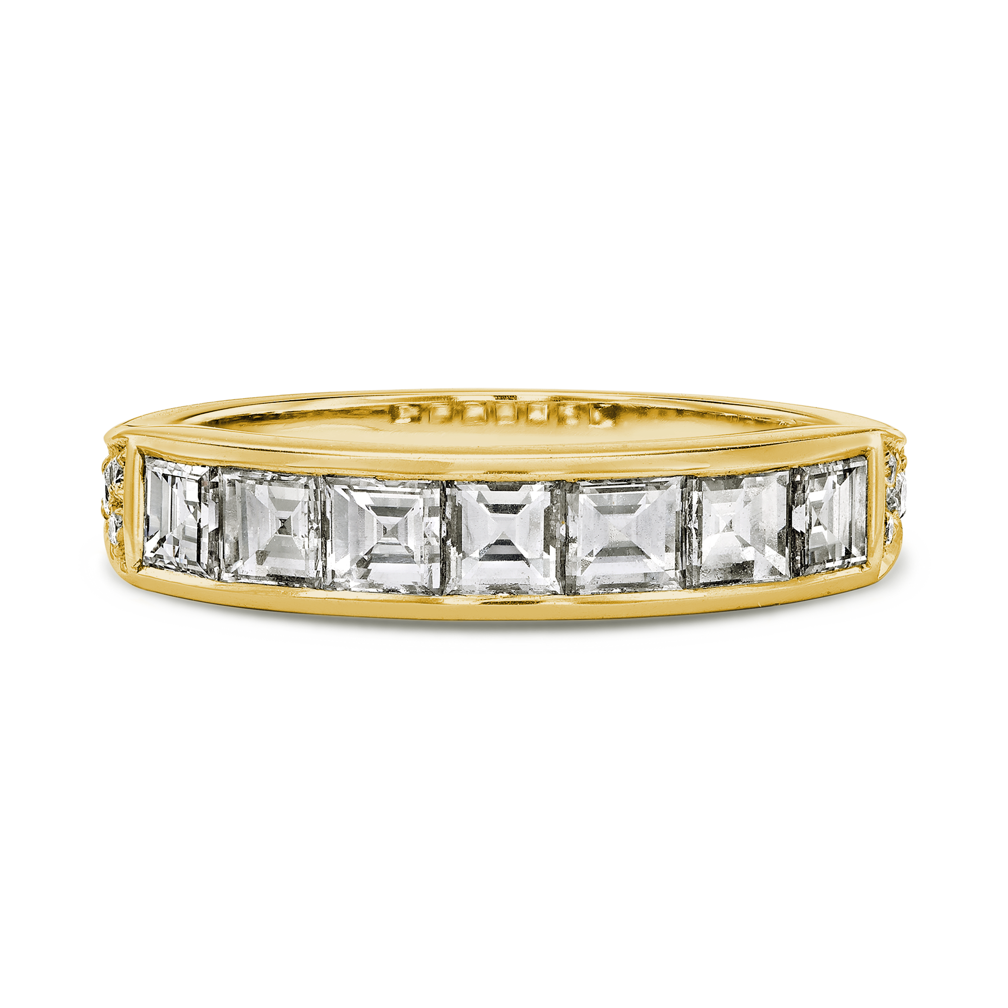 Antrobus 1.15ct Diamond Seven Stone Ring Carré Cut, Rubover Set, Diamond Shoulders_2