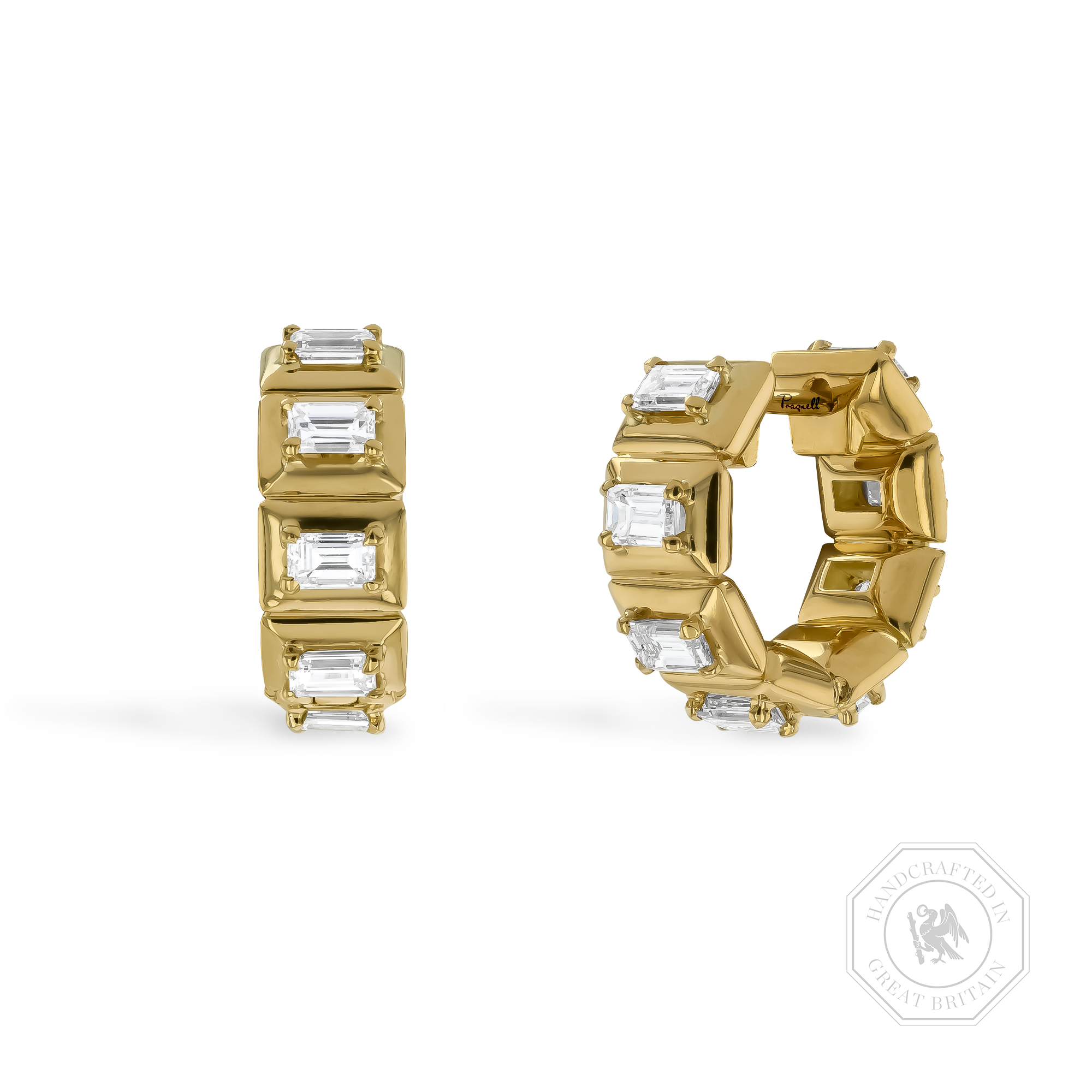 Skimming Stone 1.61ct Diamond Hoop Earrings Baguette Cut, Claw Set_1