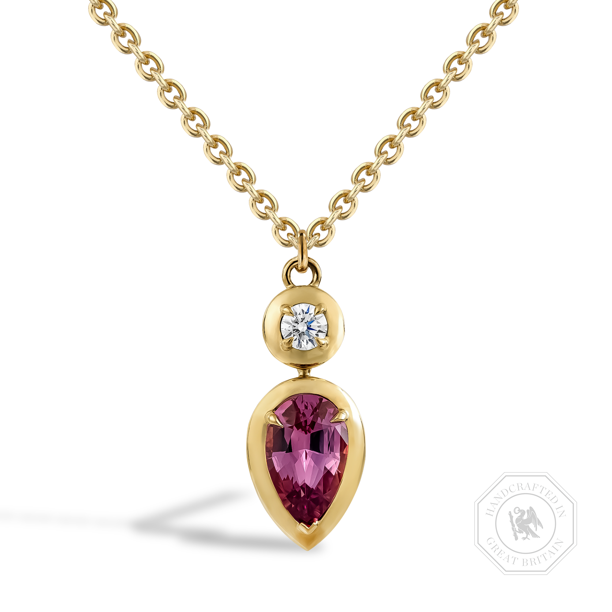 Skimming Stone 2.66 Kitulo Garnet and Diamond Pendant Pear Shaped & Brilliant Cut , Claw Set_1