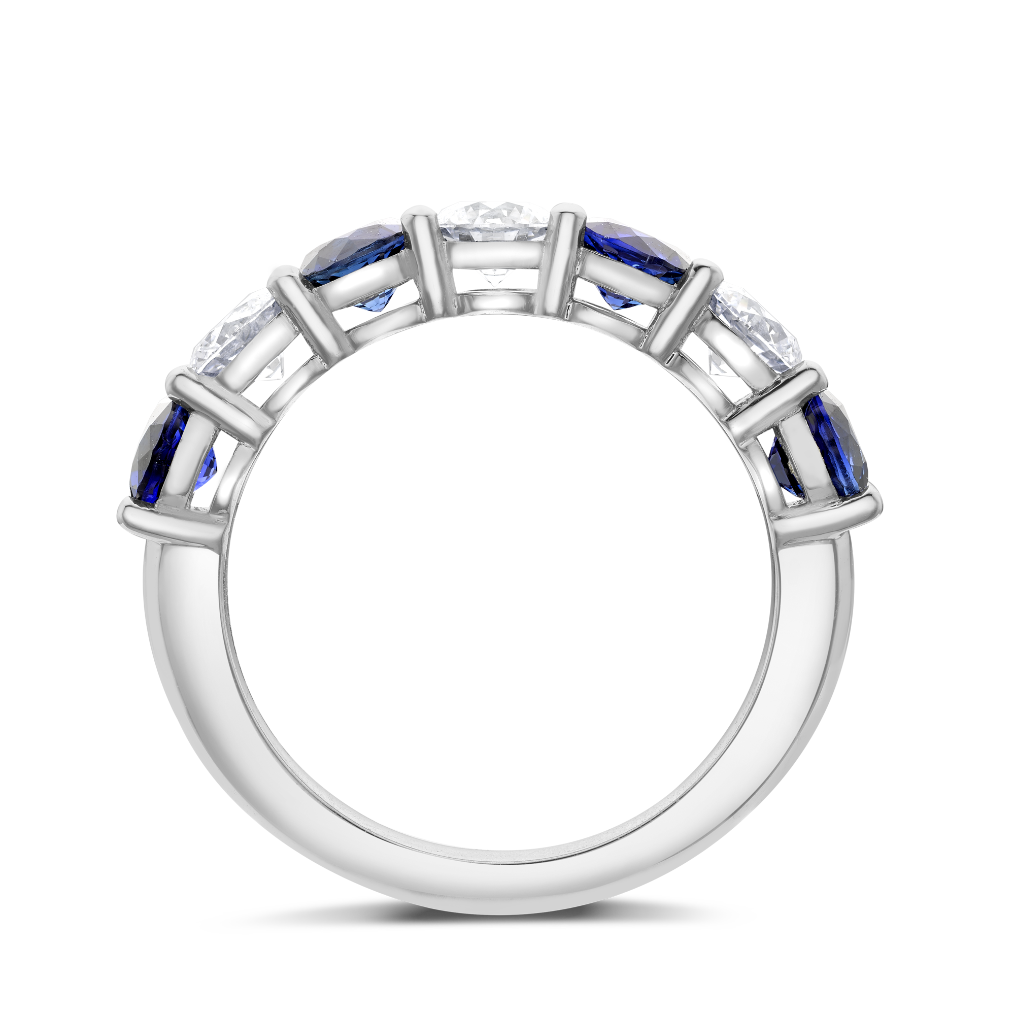 Seven Stone Sapphire and Diamond Ring Round Brilliant, Claw Set_3