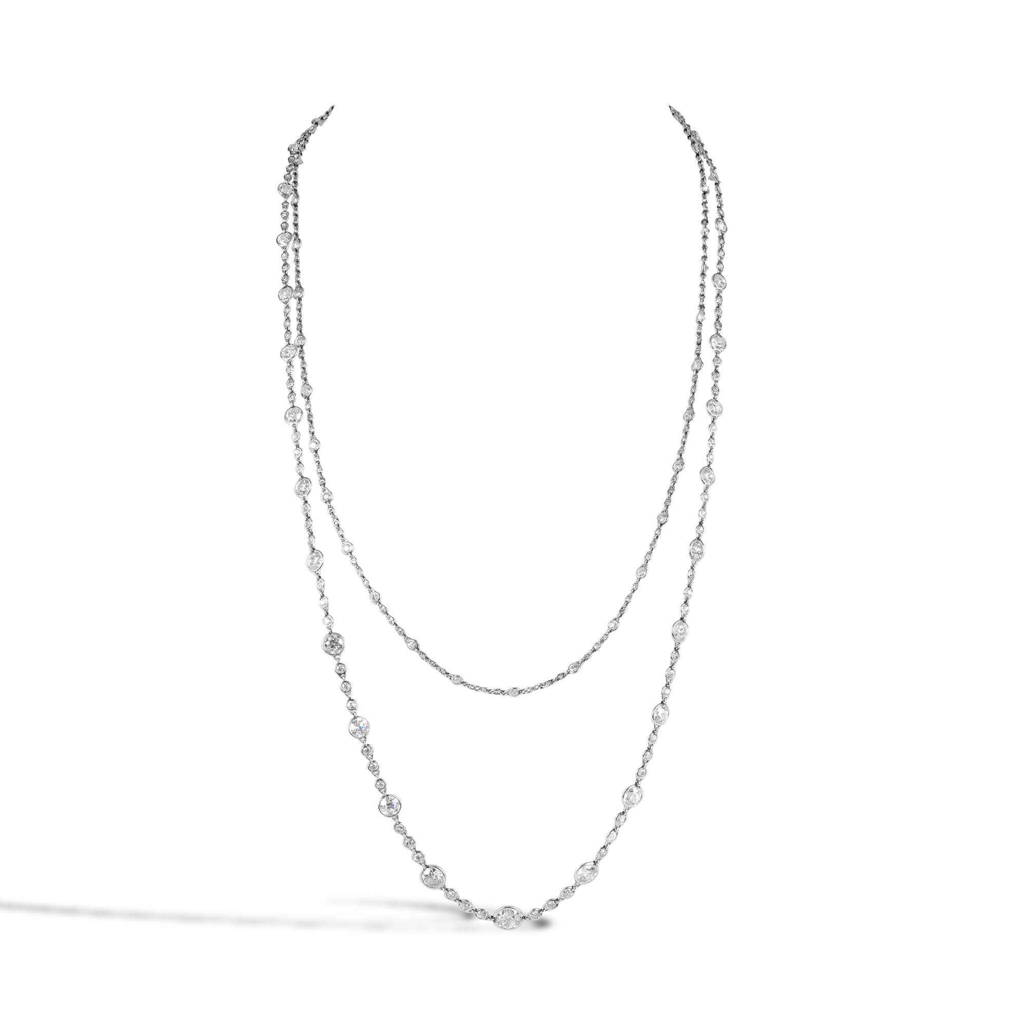 Edwardian Old Cut 18.50ct Diamond Chain Necklace Old Cut, Spectacle Set_1