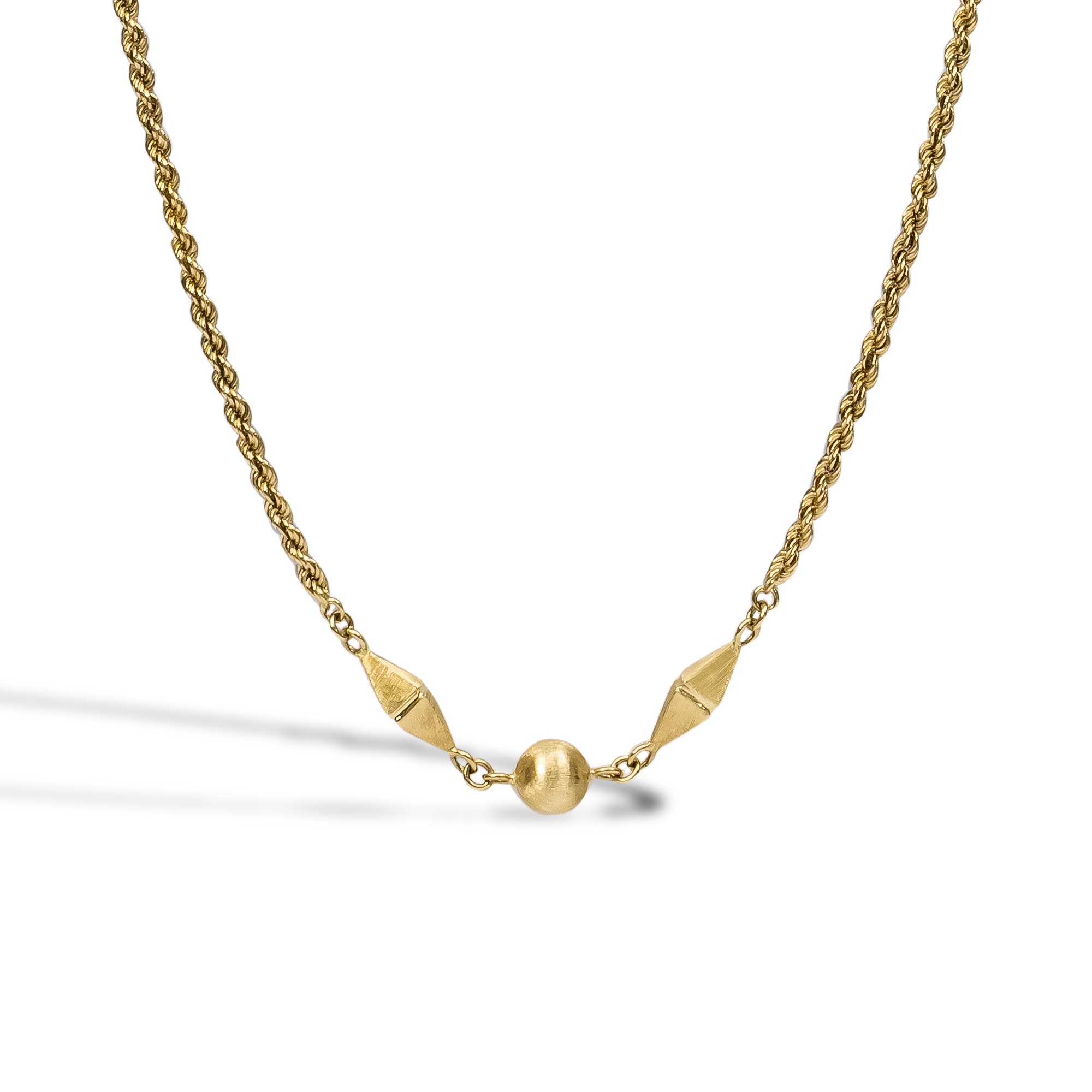Retro Ball and Pyramid Link 80cm Gold Chain _2