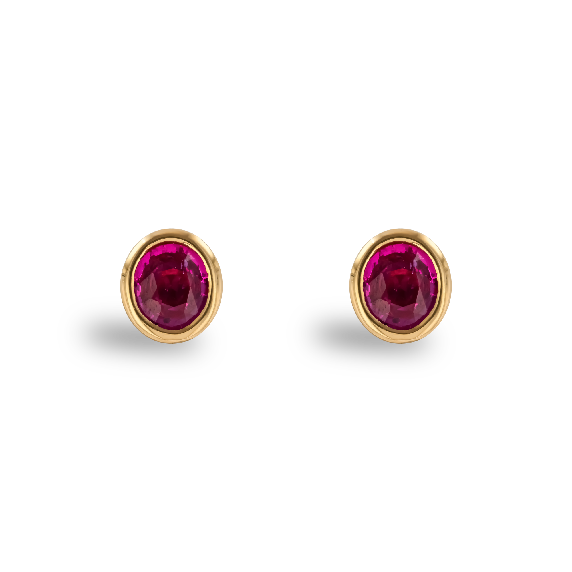 Oval Cut 1.30ct Pink Sapphire Stud Earrings Oval Cut, Rubover Set_1