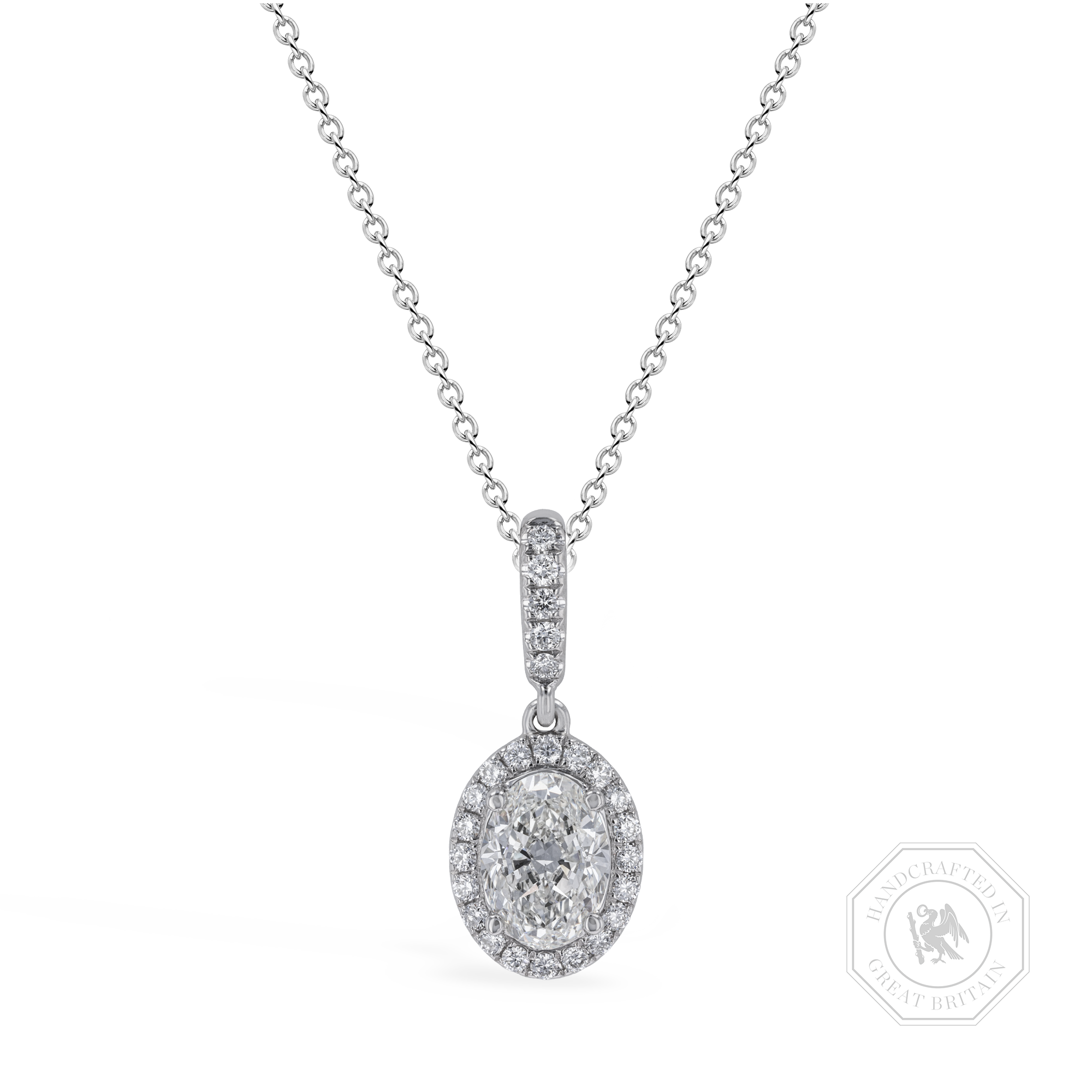Celestial Oval Cut Diamond Halo Pendant Oval Cut, Four Claw Set_1