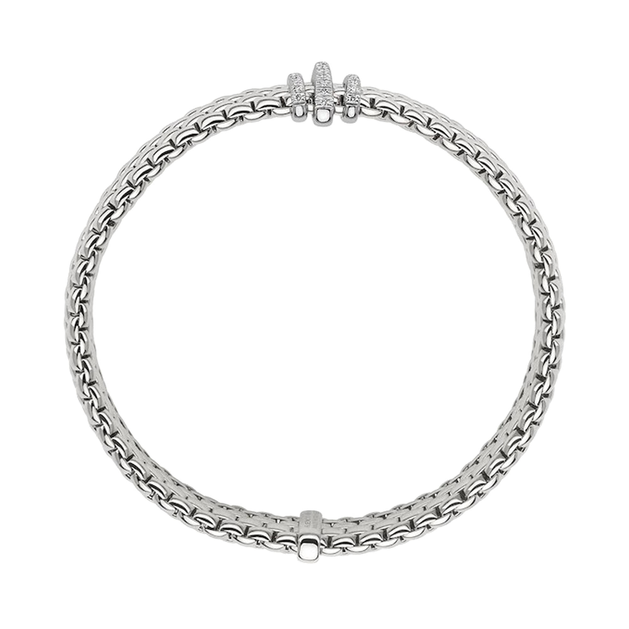 Fope Flex-it Panorama Medium Bangle with Diamond set Rondells Brilliant Cut, Grain Set_3