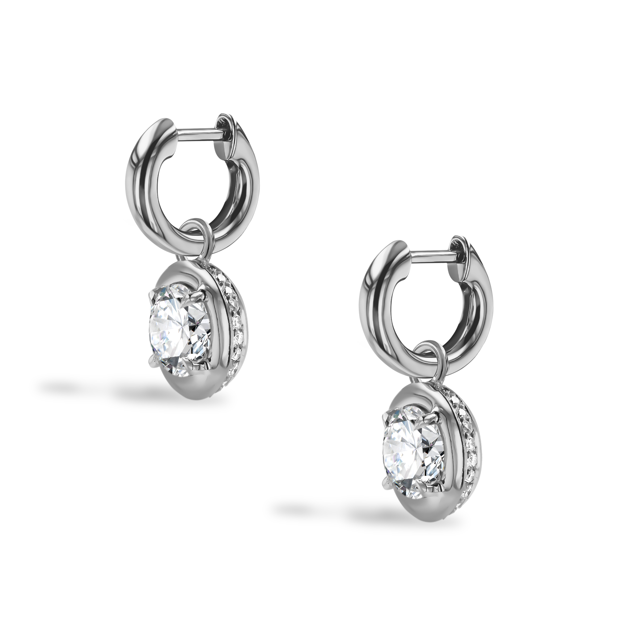 Skimming Stone 1.00ct Diamond Drop Hoop Earrings Brilliant cut, Claw set_3