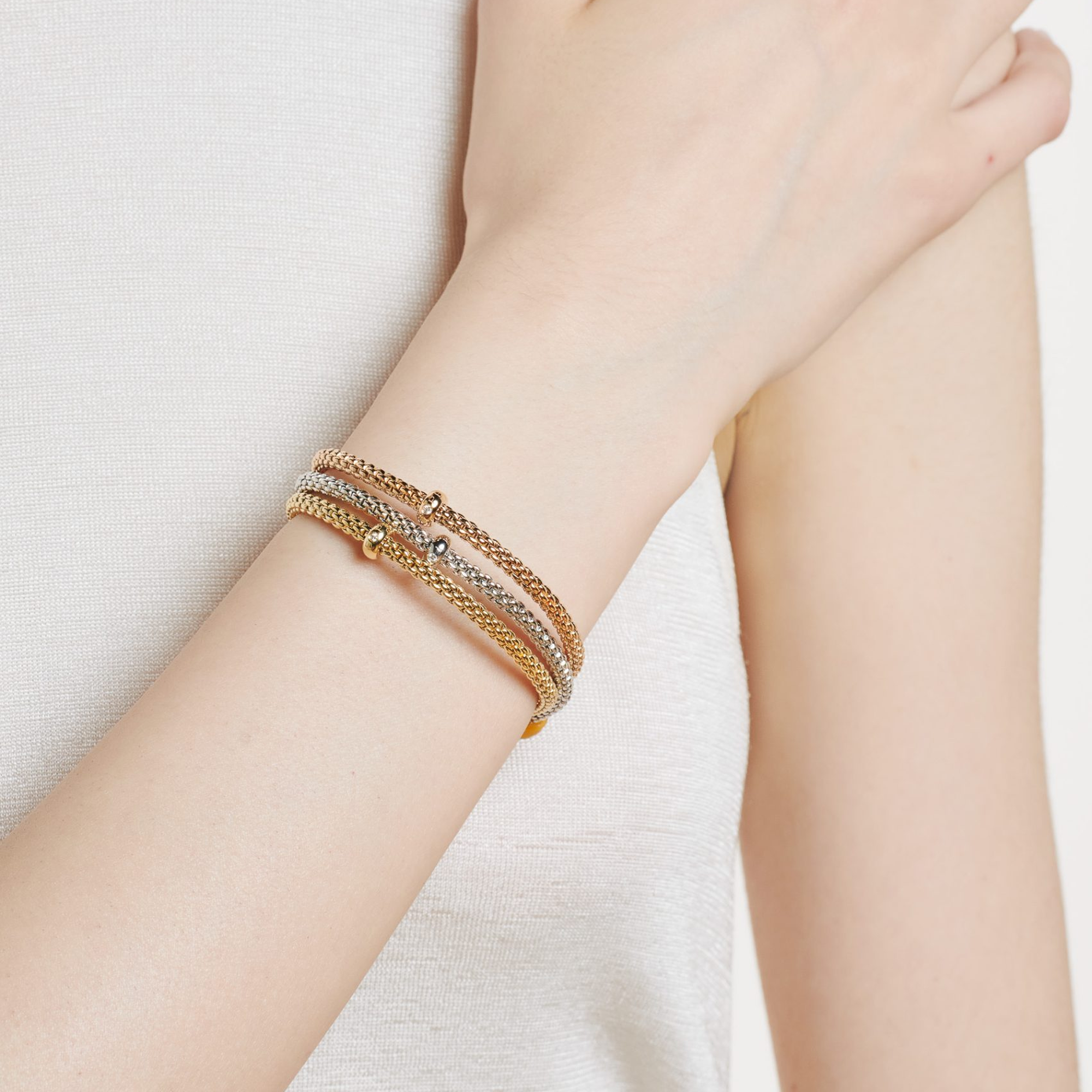 FOPE Prima Flex'It Medium Diamond Bracelet Brilliant Cut, Rubover Set_10