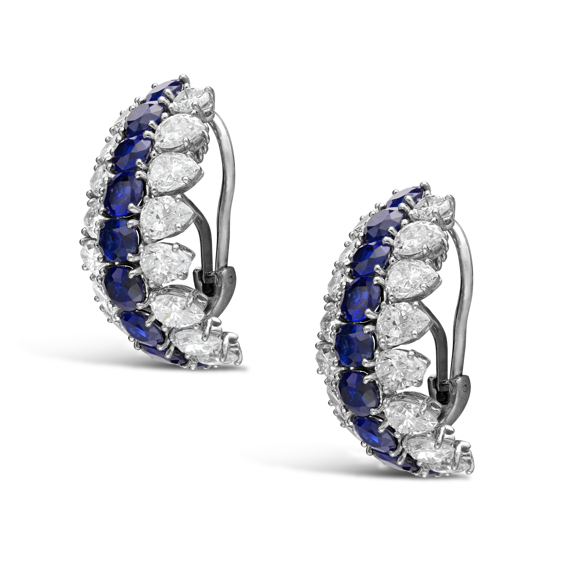 Tiffany Fifty Stone Sapphire and Diamond Huggie Earrings Oval-cut, Claw Set_2
