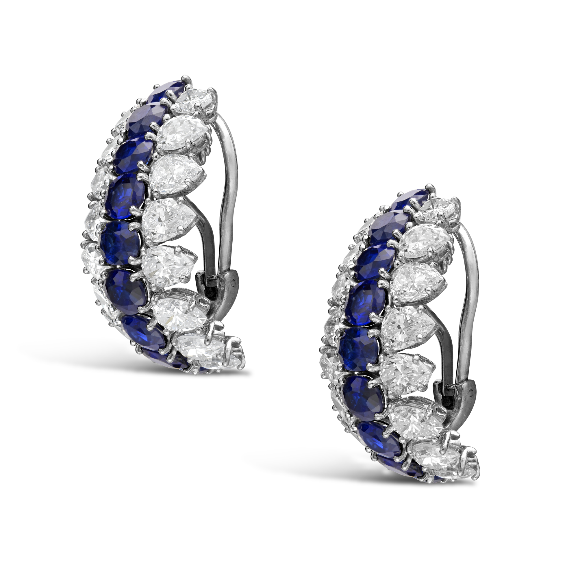 Tiffany & Co. Fifty Stone Sapphire and Diamond Huggie Earrings Ovl Cut, Claw Set_2